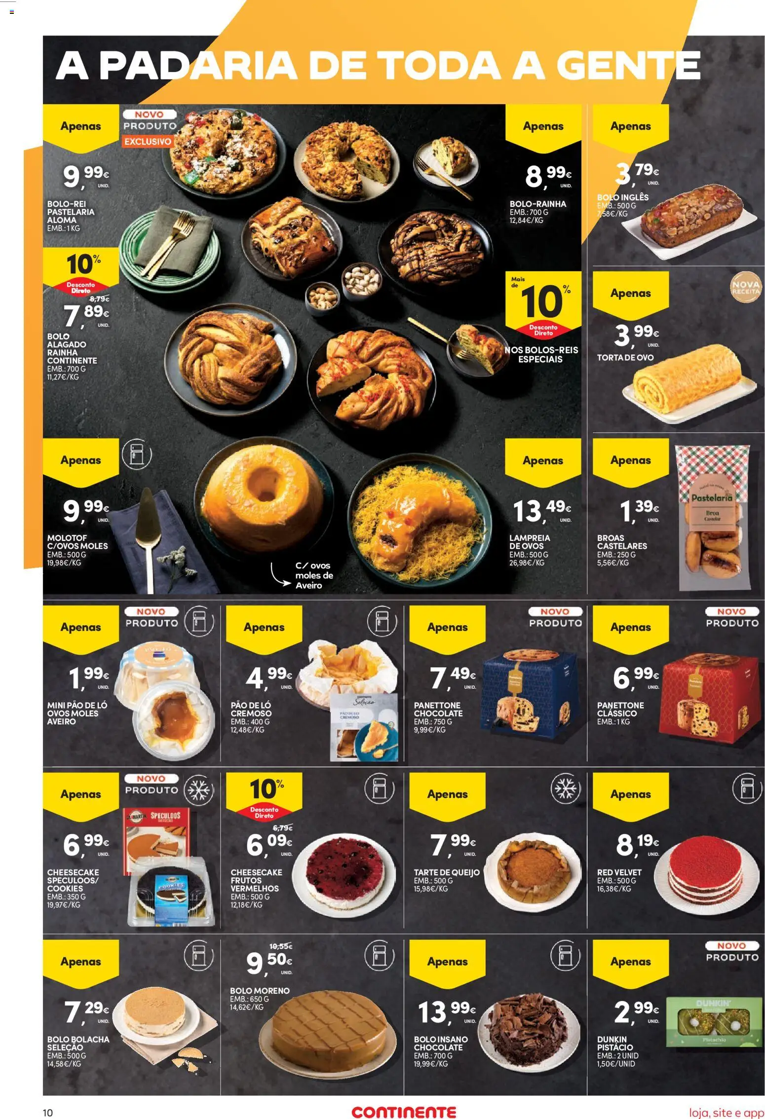 Continente Semanal Continente Bom Dia │ válido de 26.12.2025 | Página: 10 | Produtos: Queijo, Pão, Chocolate, Tarte
