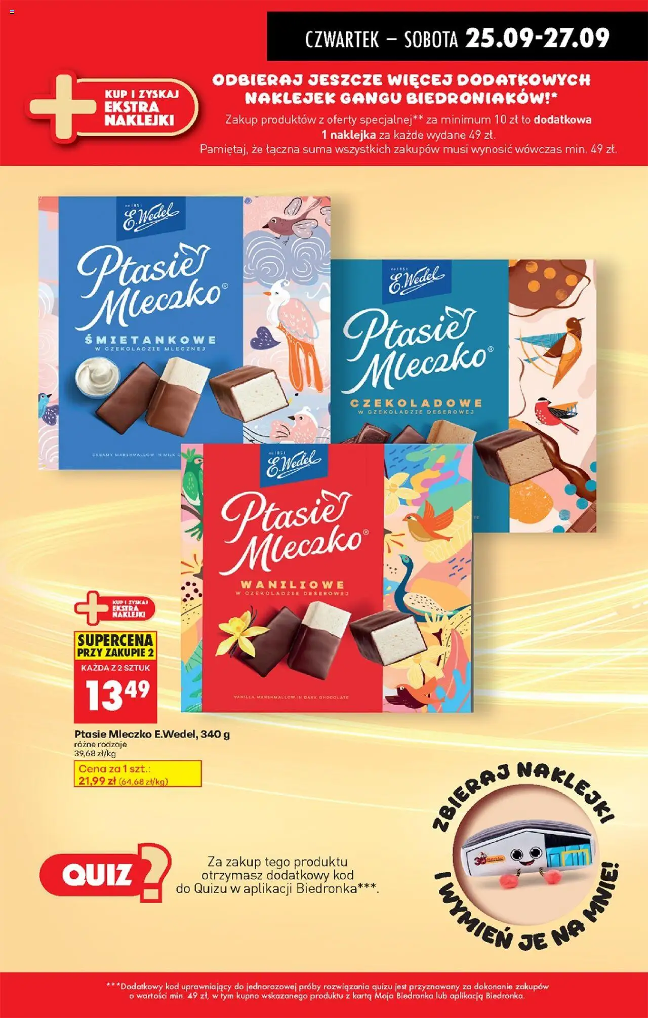 Biedronka gazetka - Oferta w tym tygodniu od 25.09.2025 | Strona: 53 | Produkty: Karta, Naklejki, Ptasie mleczko