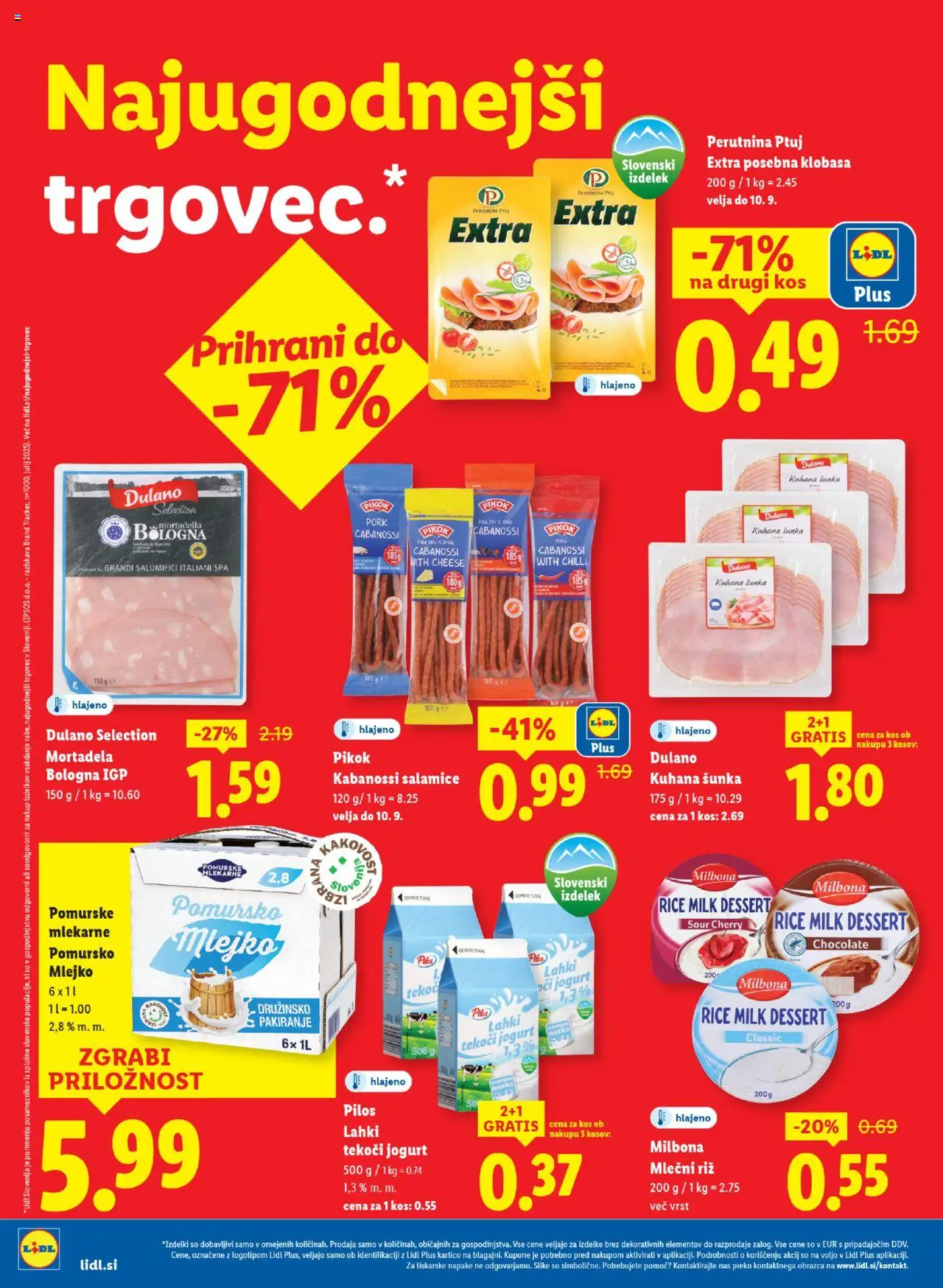 Novi Lidl katalog ponudbe – veljaven od 04.09.2025 | Stran: 6 | Izdelki: Mortadela, Mleko, Jogurt, Riz