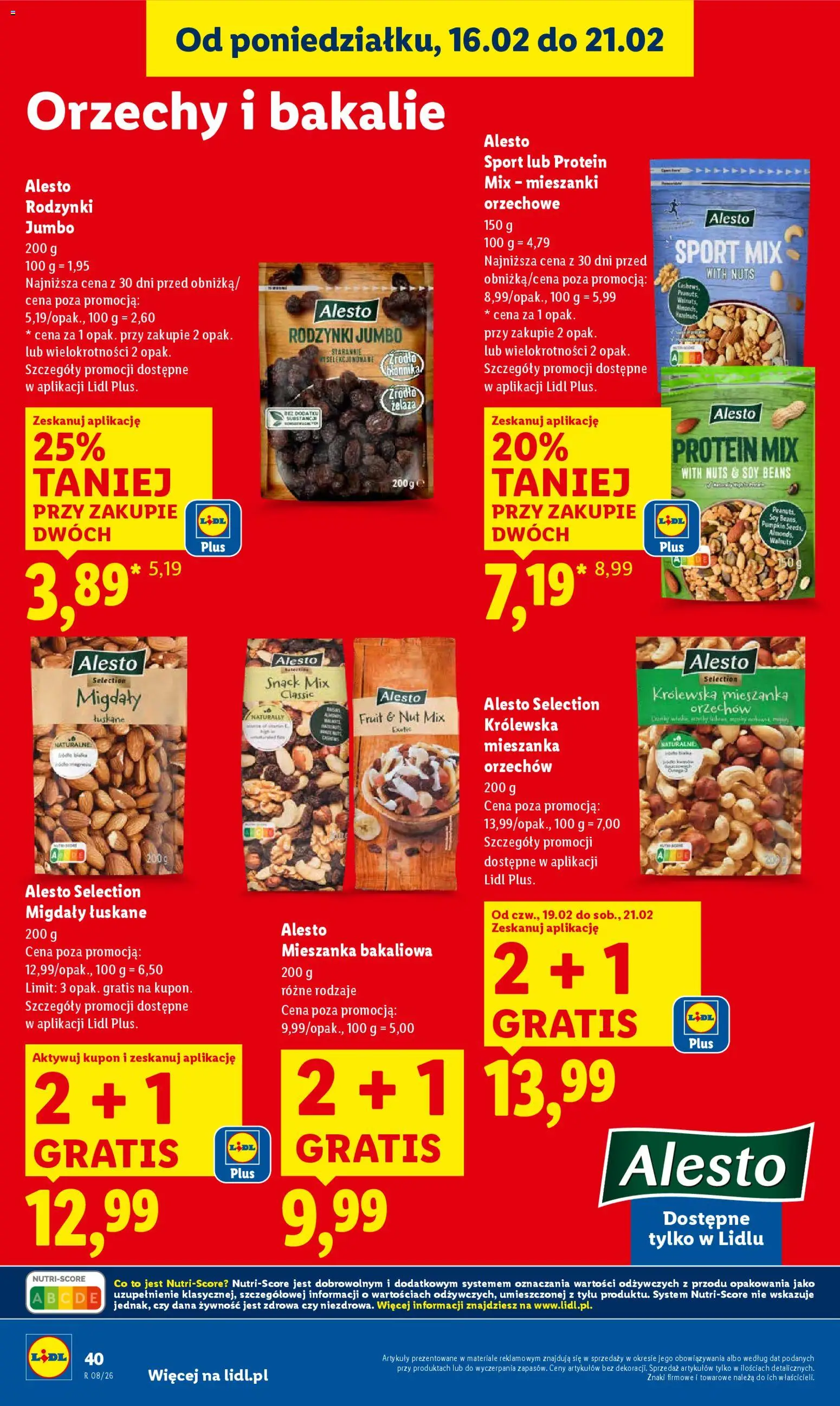 Lidl Gazetka od 19.02.2026 | Strona: 40 | Produkty: Orzechy, Rodzynki