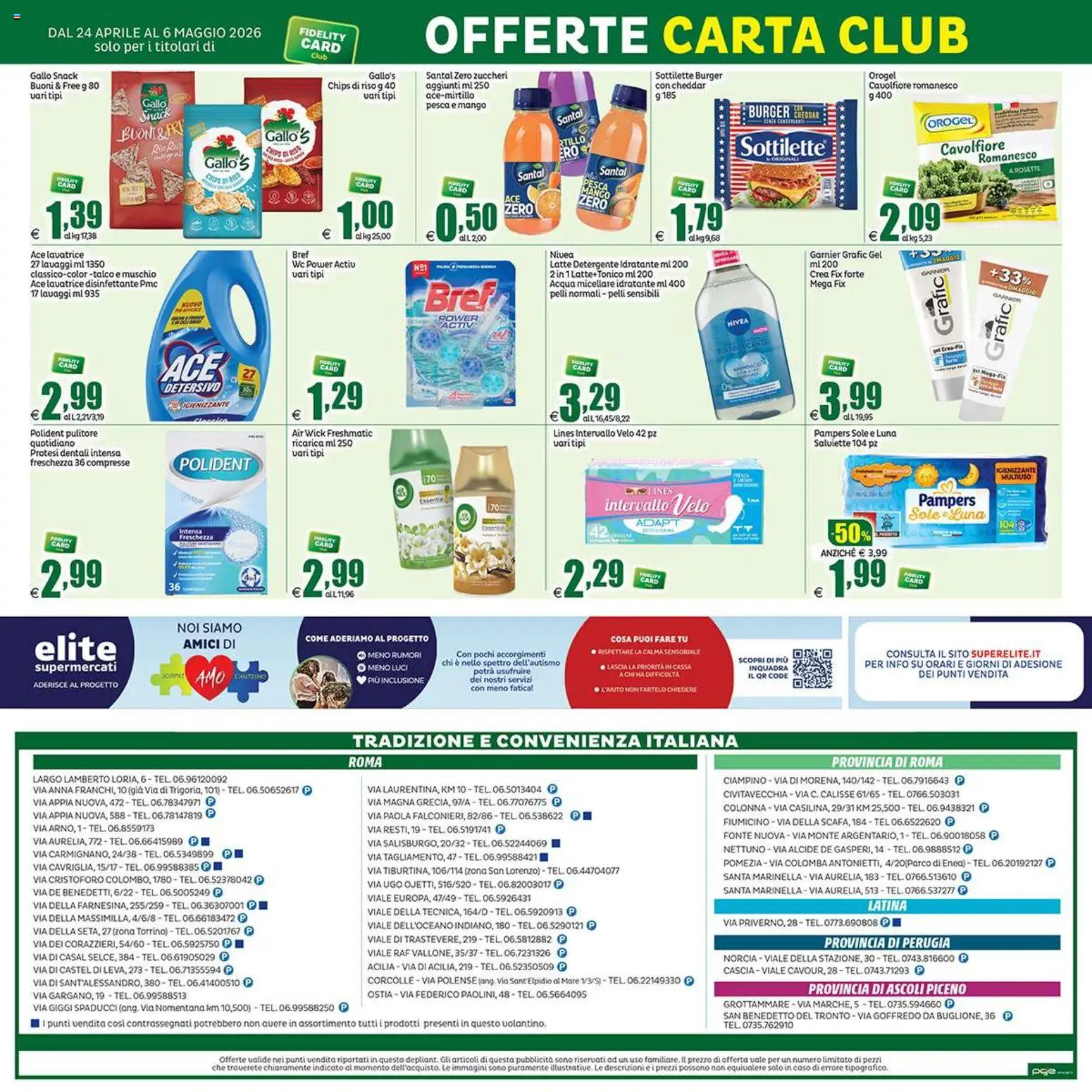 Volantino Elite Supermercati del 24.04.2026 | Pagina: 20 | Prodotti: Riso, Acqua, Latte, Pesca