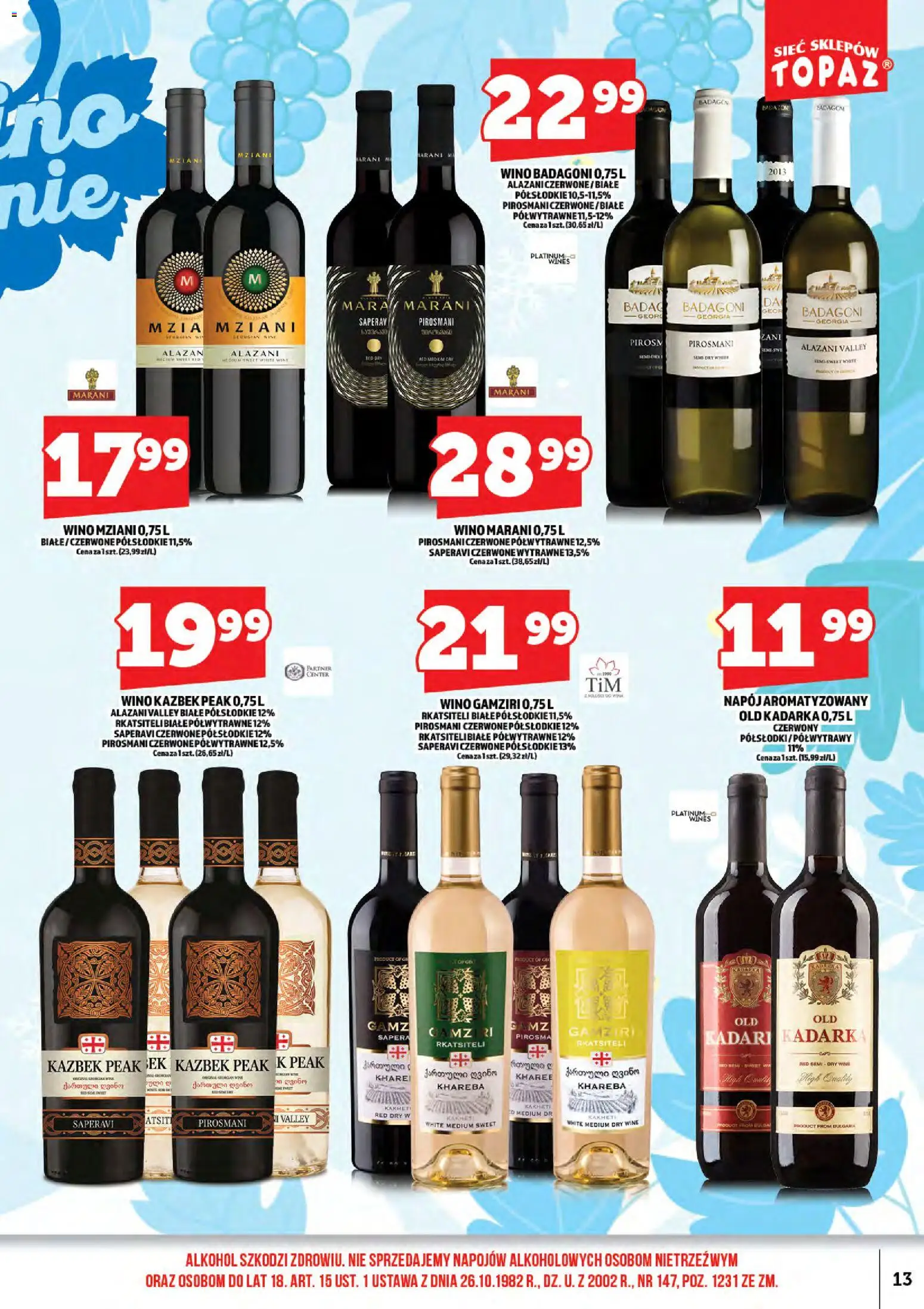 Topaz Gazetka alkoholowa od 16.01.2026 | Strona: 15 | Produkty: Alazani Valley, Wino, Alkohol