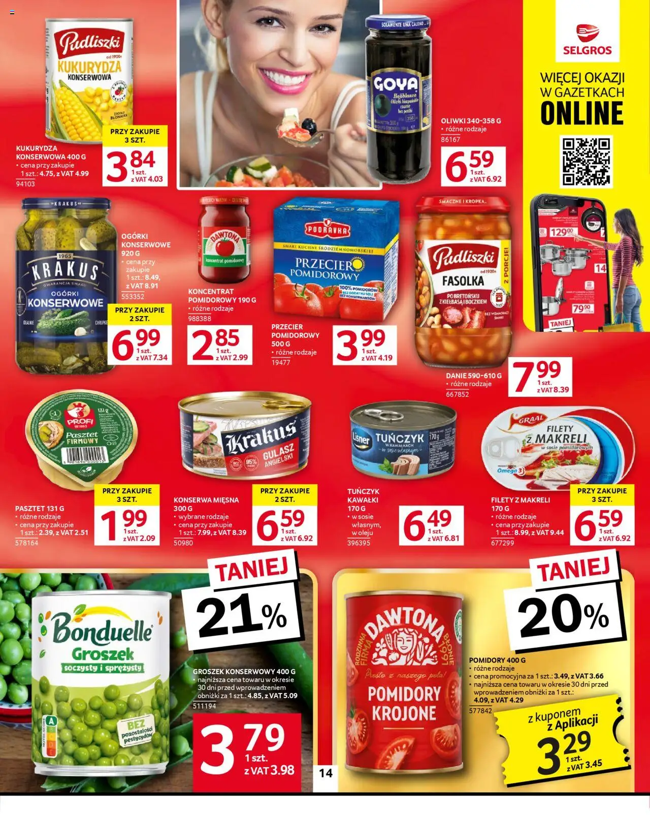 Selgros cash&carry Gazetka od 11.09.2025 | Strona: 16 | Produkty: Groszek, Tuńczyk, Pomidory, Ogórki