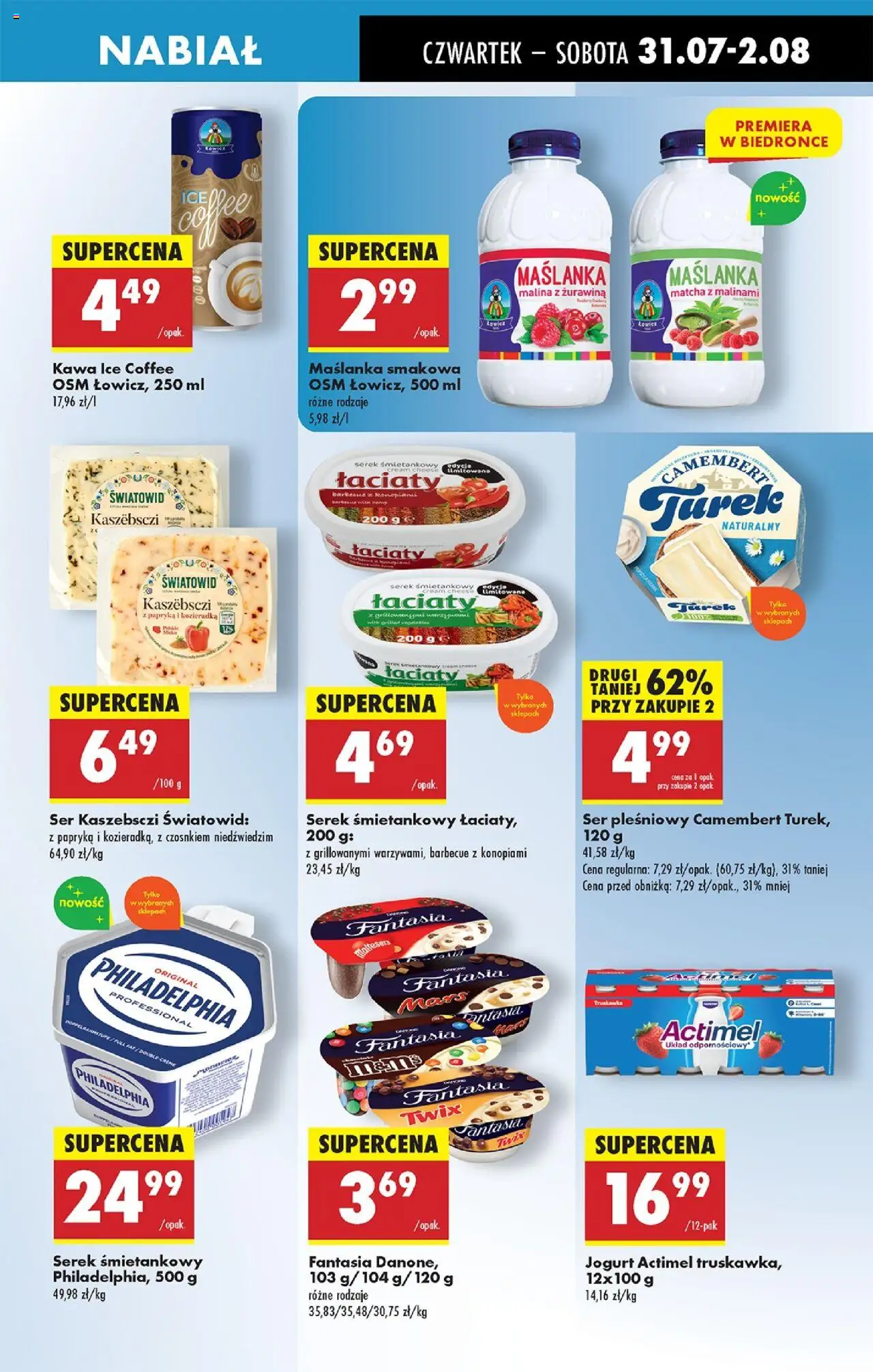 Biedronka gazetka - Oferta W tym tygodniu od 31.07.2025 | Strona: 47 | Produkty: Cream cheese, Maślanka, Camembert, Jogurt