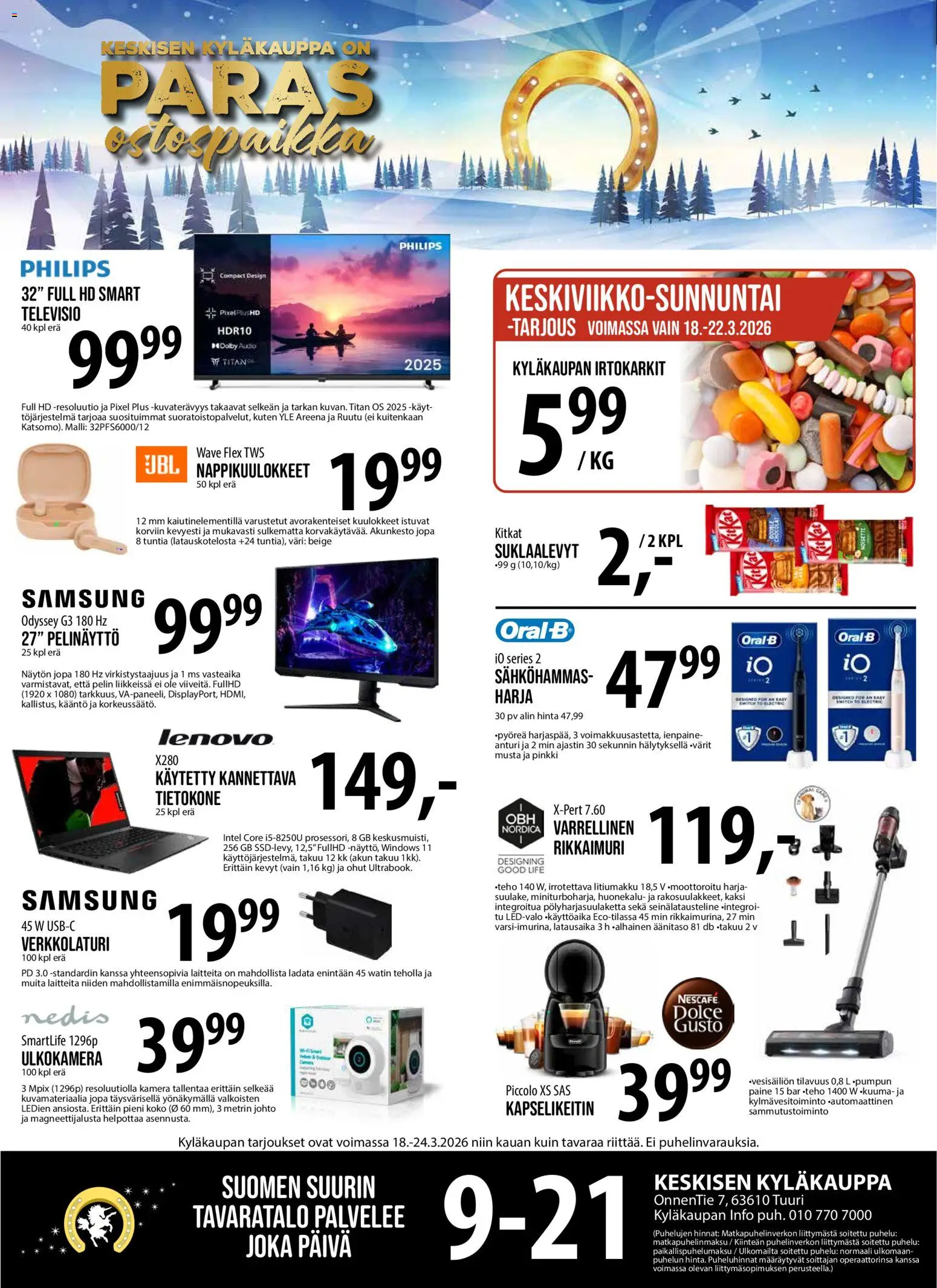 Tuuri tarjoukset – voimassa 18.03.2026 alkaen | Sivu: 1 | Tuotteet: Harja, Audio, Suklaalevyt, Tietokone