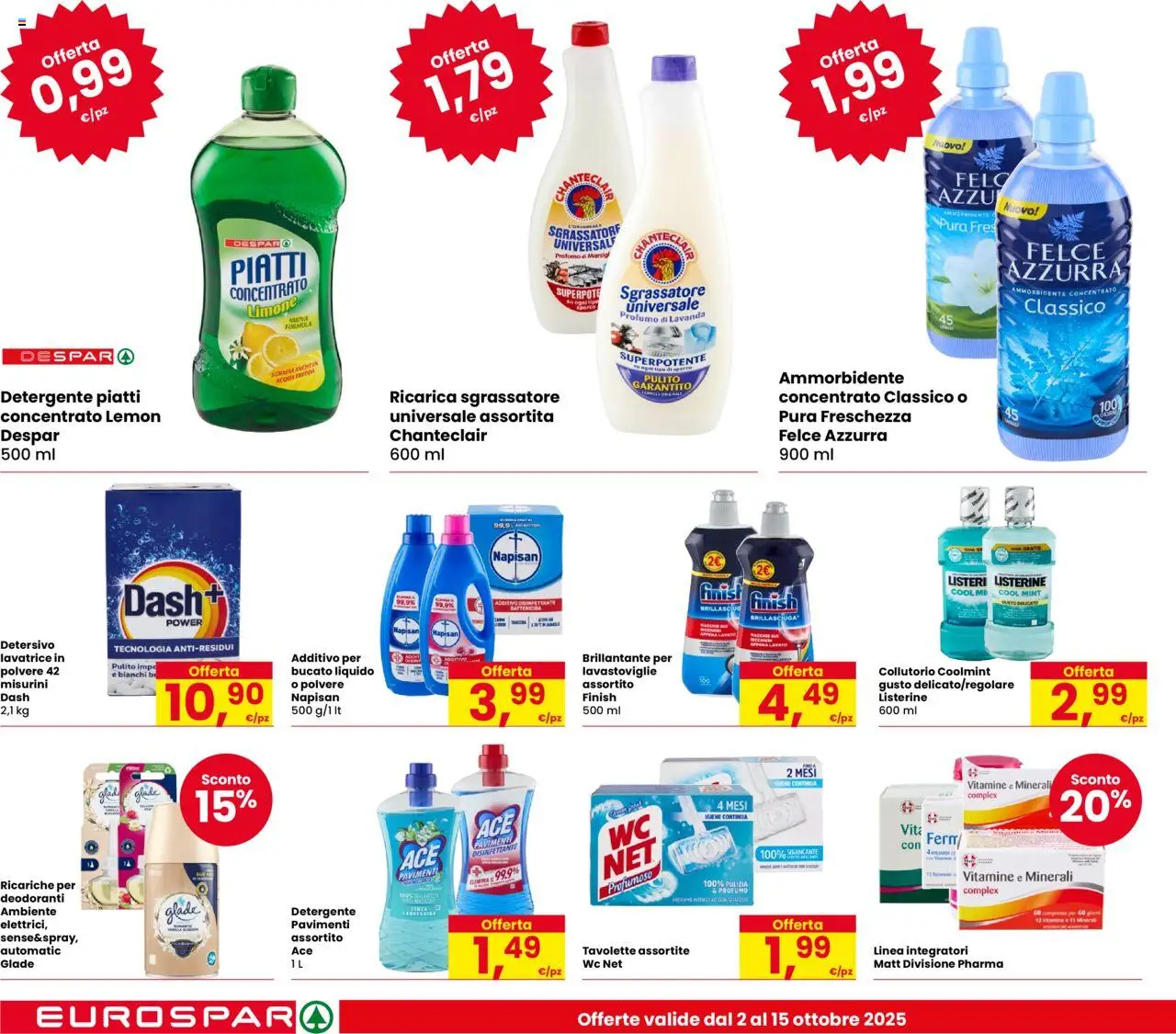 Volantino Despar del 02.10.2025 | Pagina: 24 | Prodotti: Collutorio, Limone, Lavatrice, WC