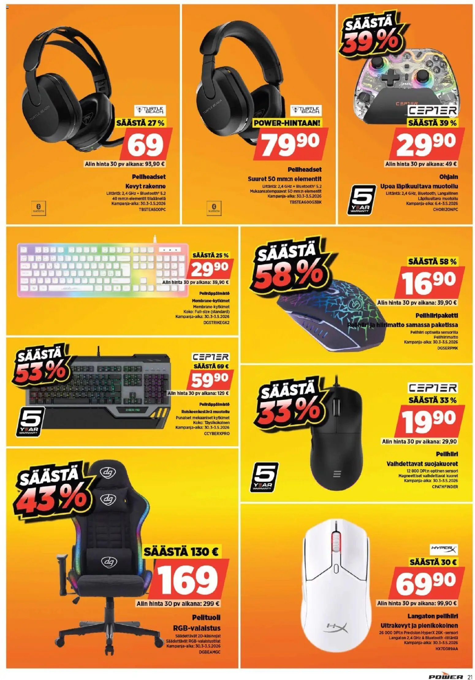 Power tarjoukset – voimassa 21.04.2026 alkaen | Sivu: 21 | Tuotteet: Pelituoli