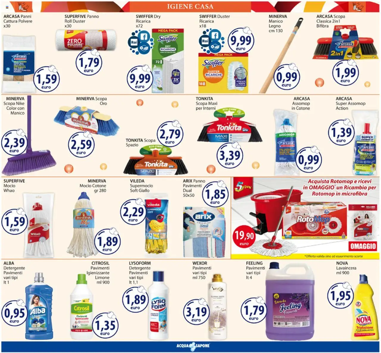 Volantino Acqua e Sapone del 22.09.2025 | Pagina: 14 | Prodotti: Detergente, Mocio, Limone, Scopa