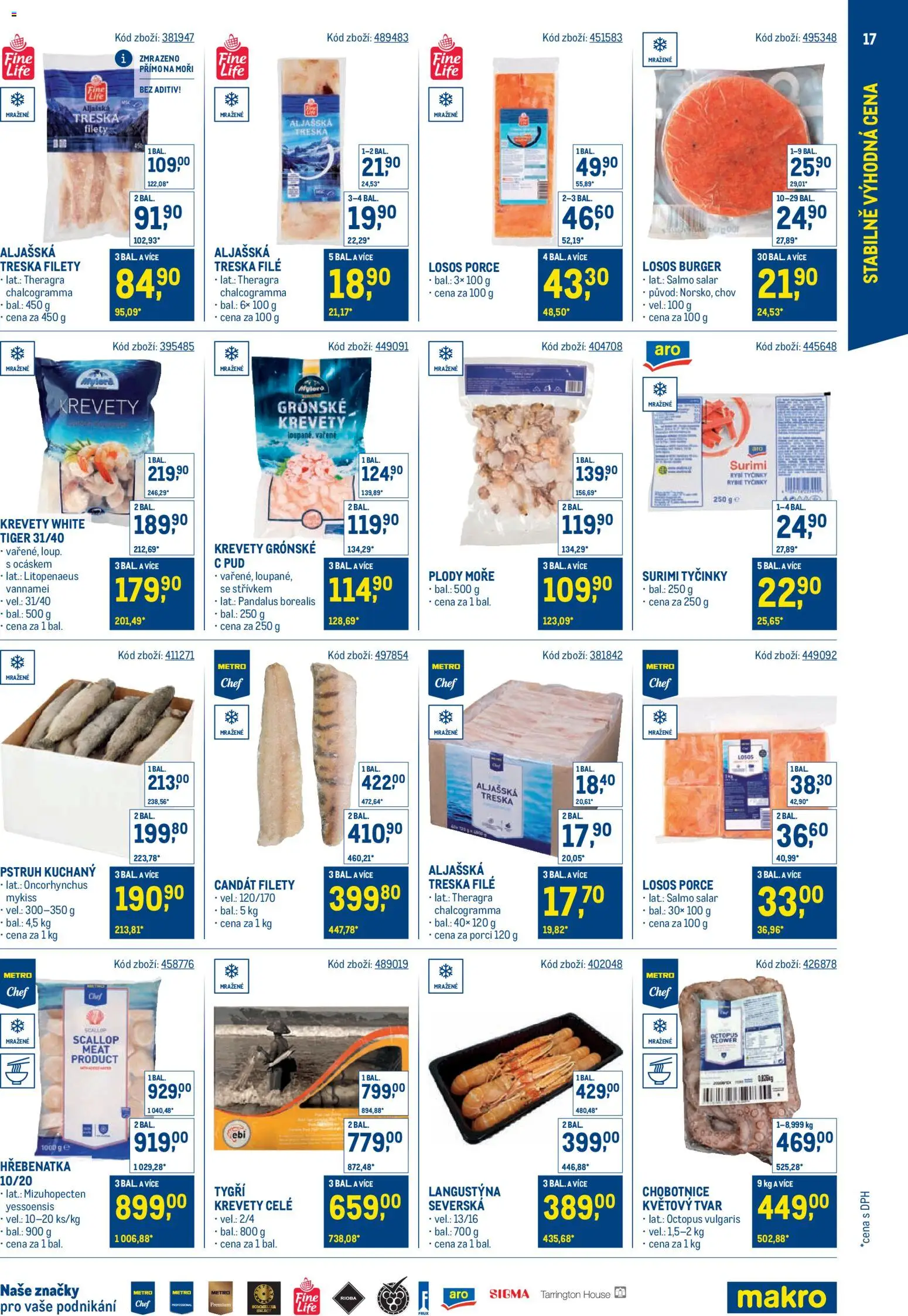 Makro leták - Stabilně výhodná cena od 19.11.2025 | Strana: 17 | Produkty: Burger, Aljašská treska, Treska, Candát