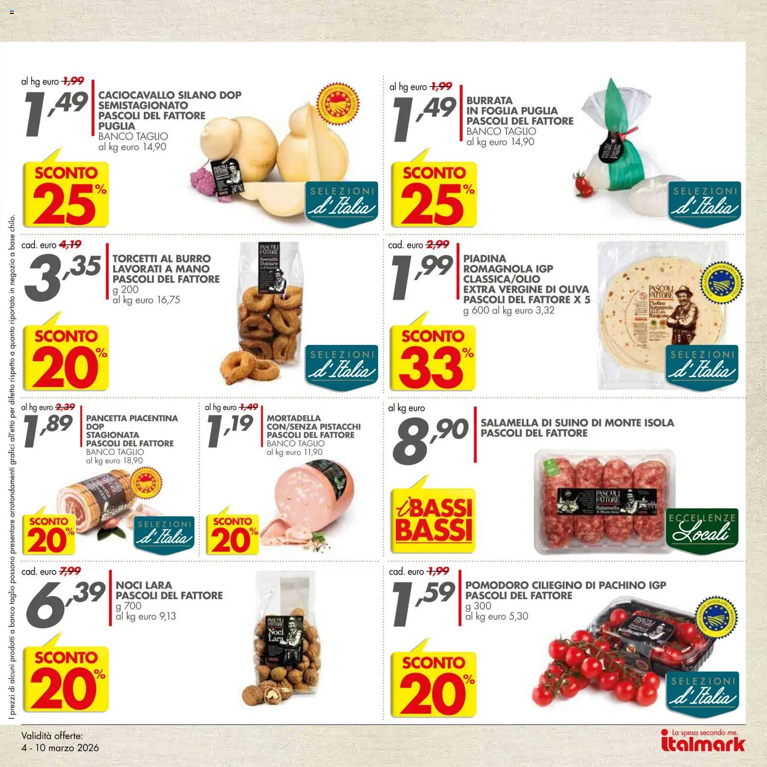 Volantino Italmark del 04.03.2026 | Pagina: 5 | Prodotti: Pancetta, Suino, Pomodoro, Mortadella