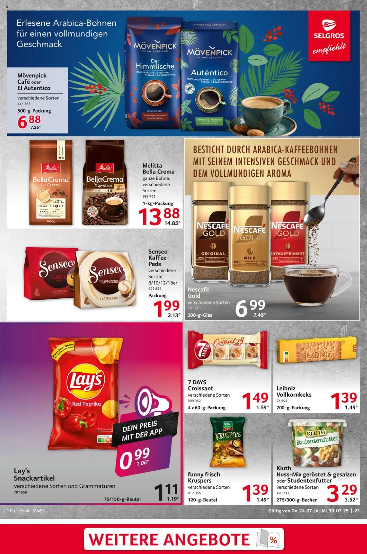 Selgros Prospekt 	 - gültig ab dem 24.07.2025 | Seite: 21 | Produkte: Melitta, Nescafe, Kaffee, Nescafe gold