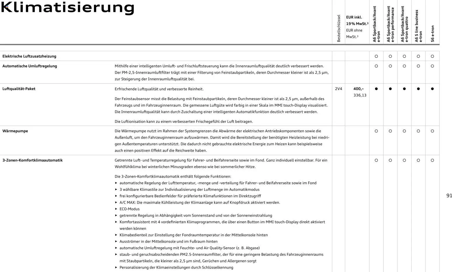 Audi  A6 e-tron – gültig ab 01.10.2025 | Seite: 91
