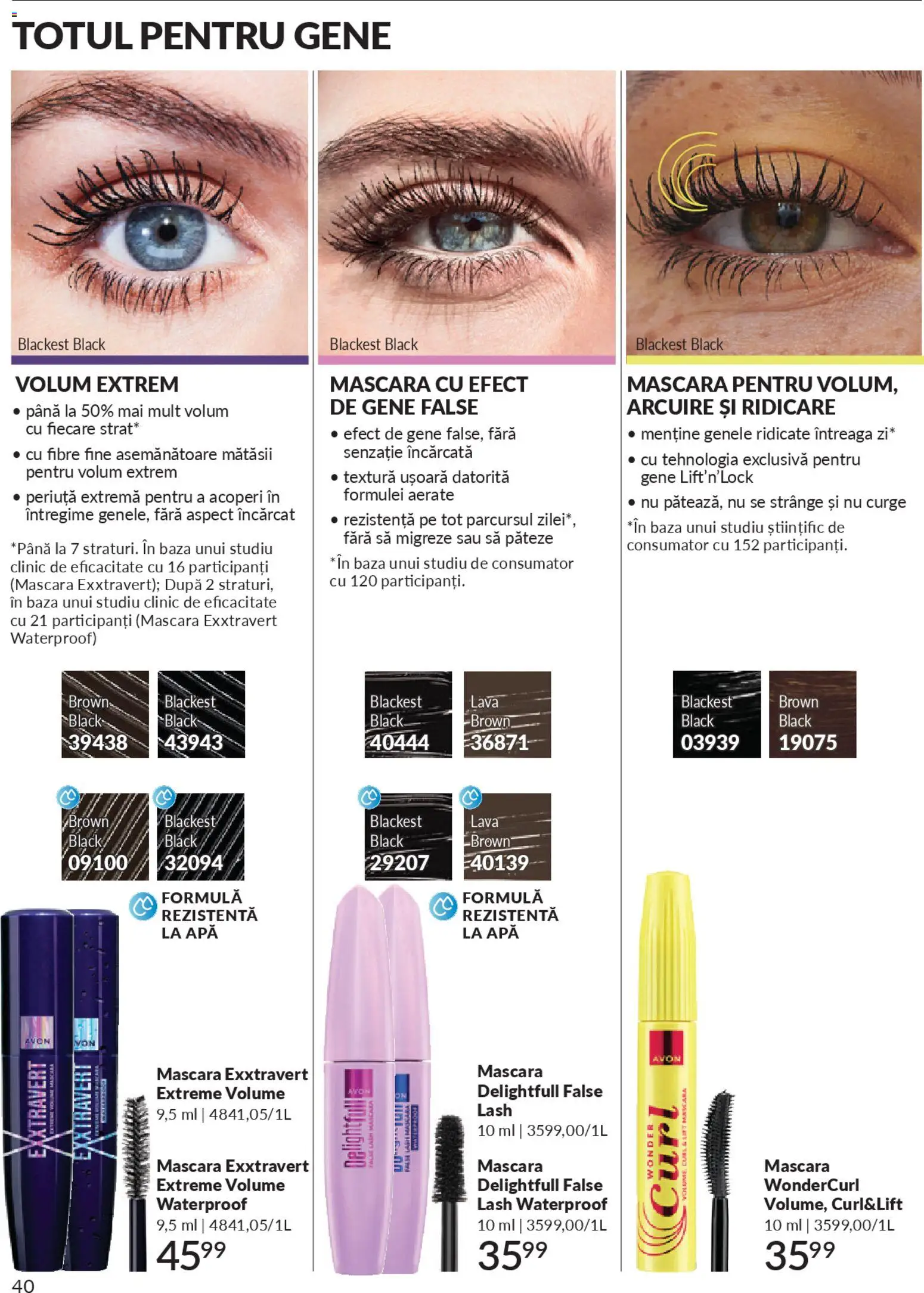 Noul catalog Avon – valabil de la 01.01.2026 | Pagină: 42 | Produse: Mascara, Gene false, Apă