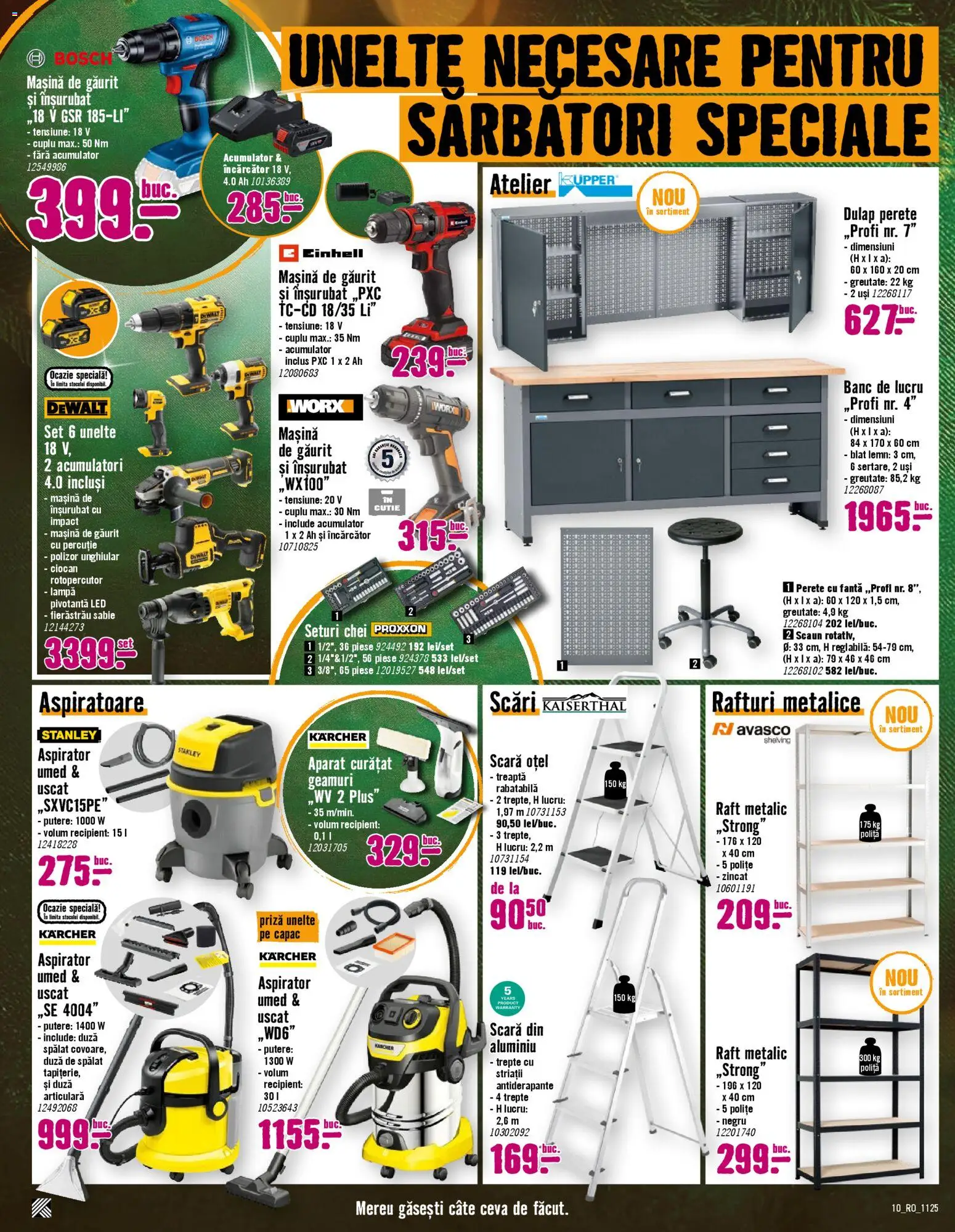 Noul catalog Hornbach – valabil de la 03.11.2025 | Pagină: 10 | Produse: Mașină de găurit, Aspirator, Raft, Lampă