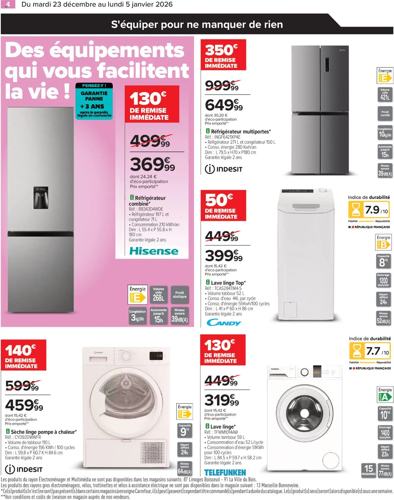 {H1} | Page: 6 | Produits: Lave linge, Réfrigérateur, Congélateur