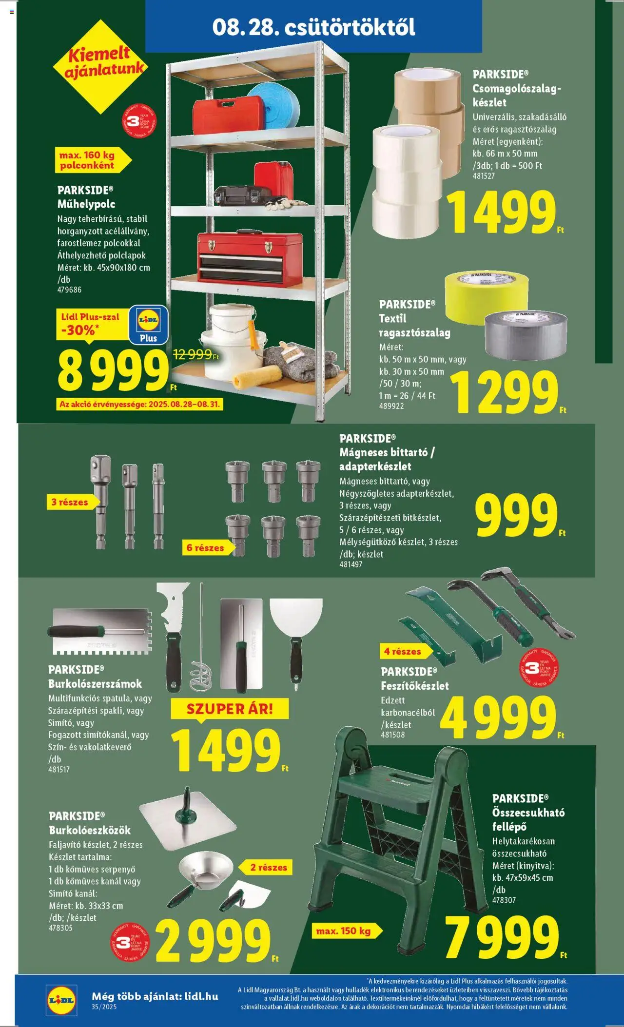 Lidl akciós ujság - amely érvényes a következő dátumtól: 28.08.2025 | Oldal: 6 | Termékek: Parkside, Adapter, Fellépő, Serpenyő