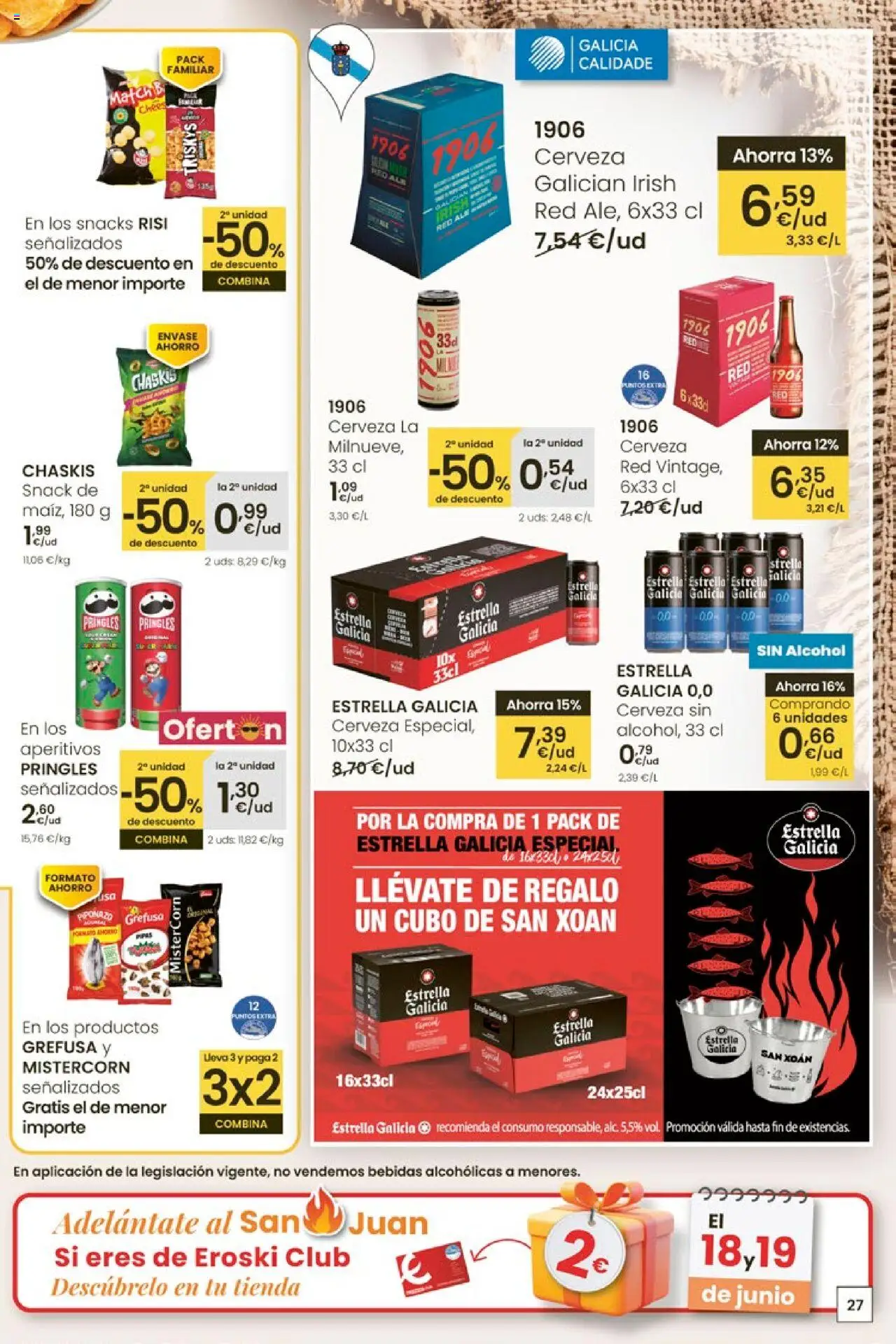 Eroski - Ofertones para conquistarte │ válido desde el 12.06.2025 | Página: 27 | Productos: Cerveza