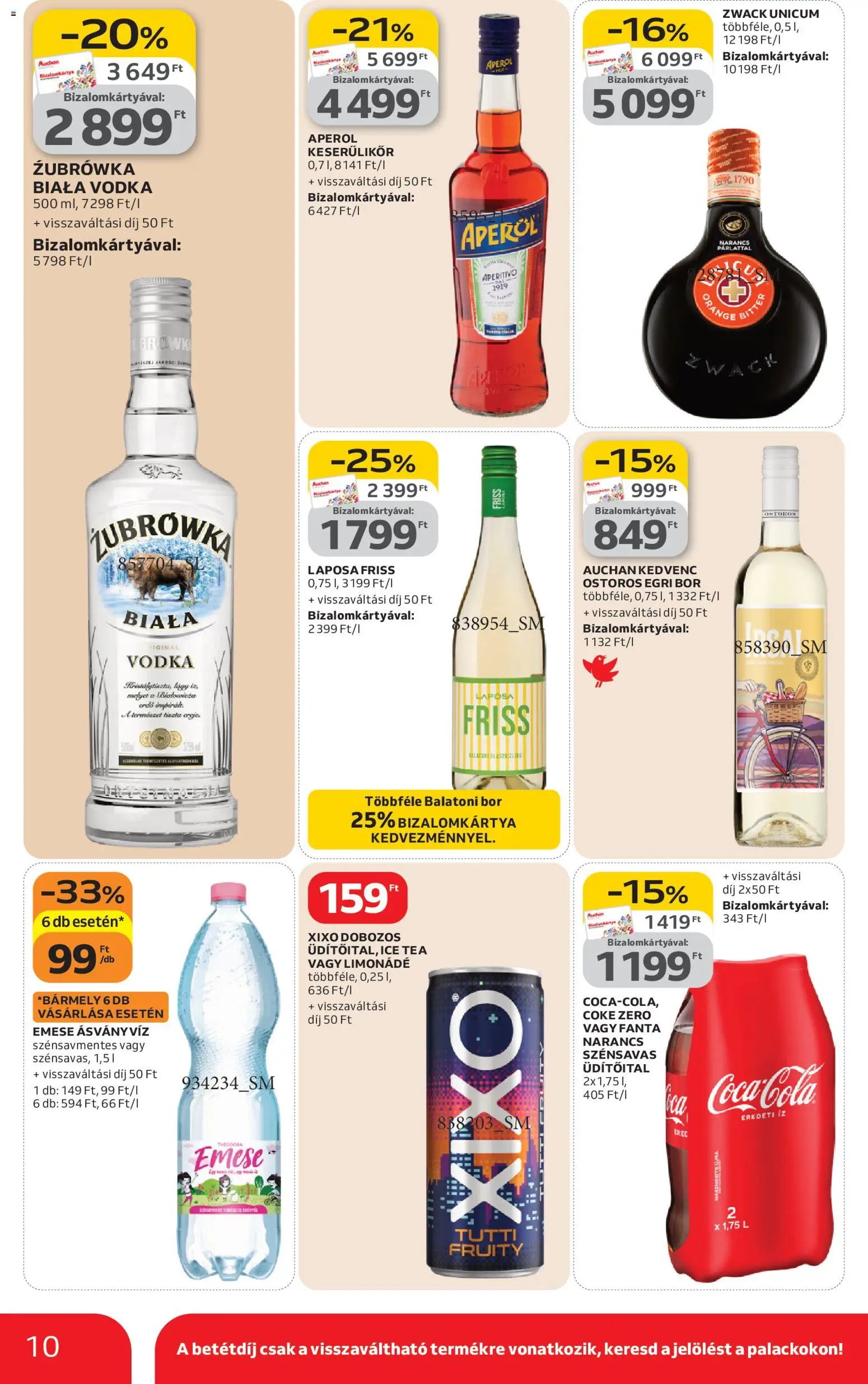 Auchan akciós ujság - amely érvényes a következő dátumtól: 26.02.2026 | Oldal: 10 | Termékek: Fanta, Limonádé, Bor, Narancs