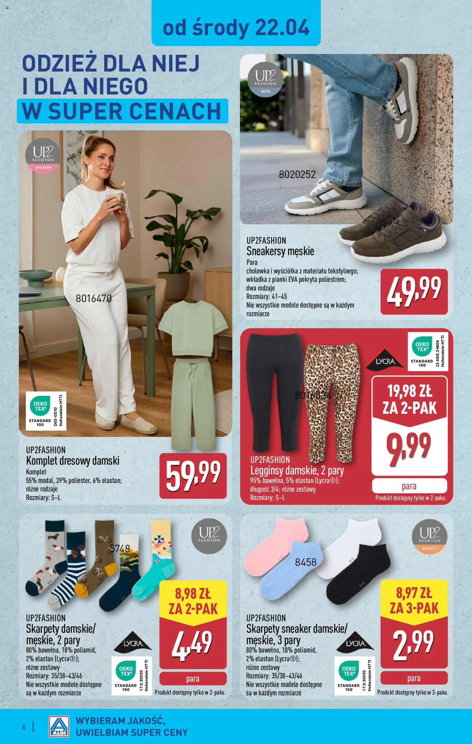Aldi gazetka - Hity od Środy i od Soboty od 22.04.2026 | Strona: 6 | Produkty: Skarpety, Legginsy, Pianki