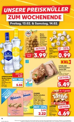 TOFFIFEE, Haselnuss in Caramel mit Nougatcreme und Schokolade je 5 x 125-g-Packg. ab 12.02.2026 gültig | Seite: 14 | Produkte: Kartoffeln, Zitrone, Toffifee, Vodka