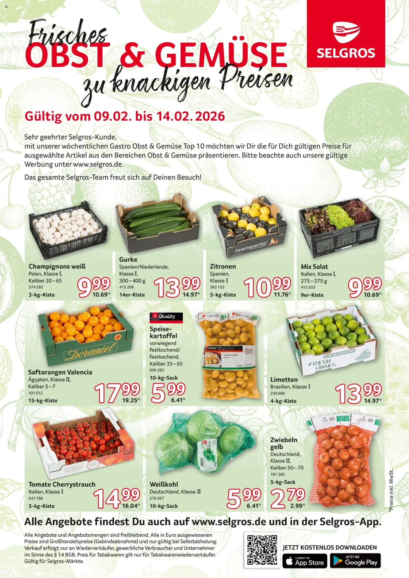 Selgros - Obst & Gemüse – gültig ab 09.02.2026 | Seite: 1