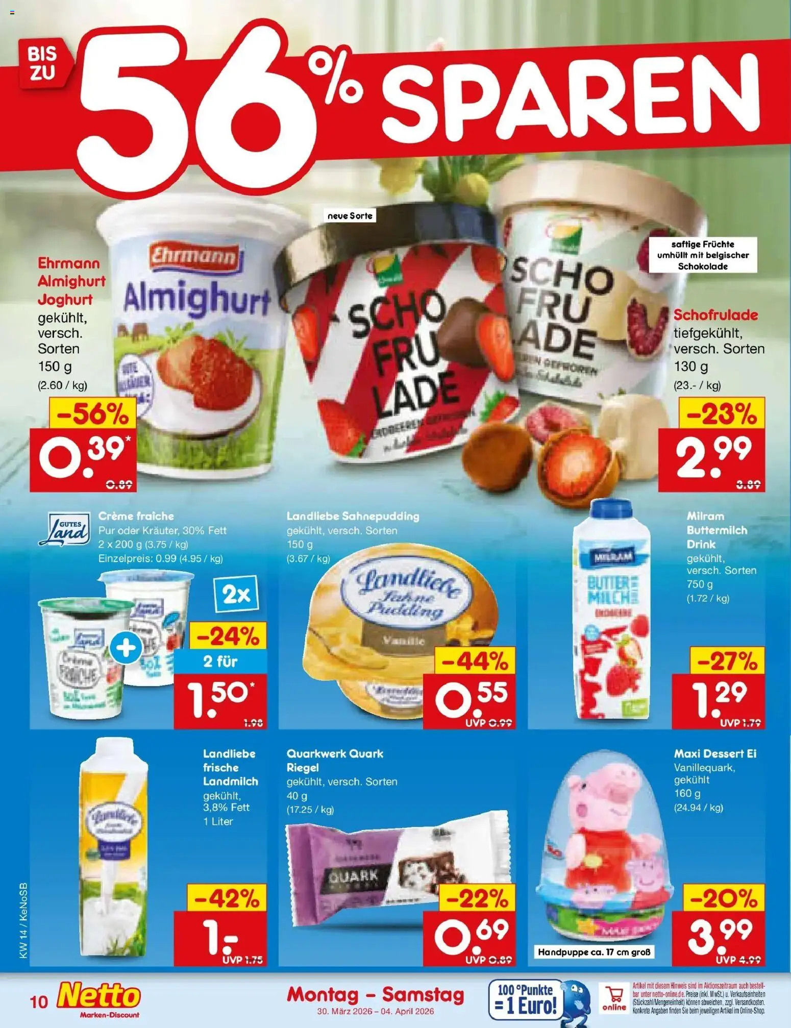 Netto Marken-Discount Prospekt Bonn	 – gültig ab 30.03.2026 | Seite: 10 | Produkte: Quark, Schokolade, Pudding, Milram