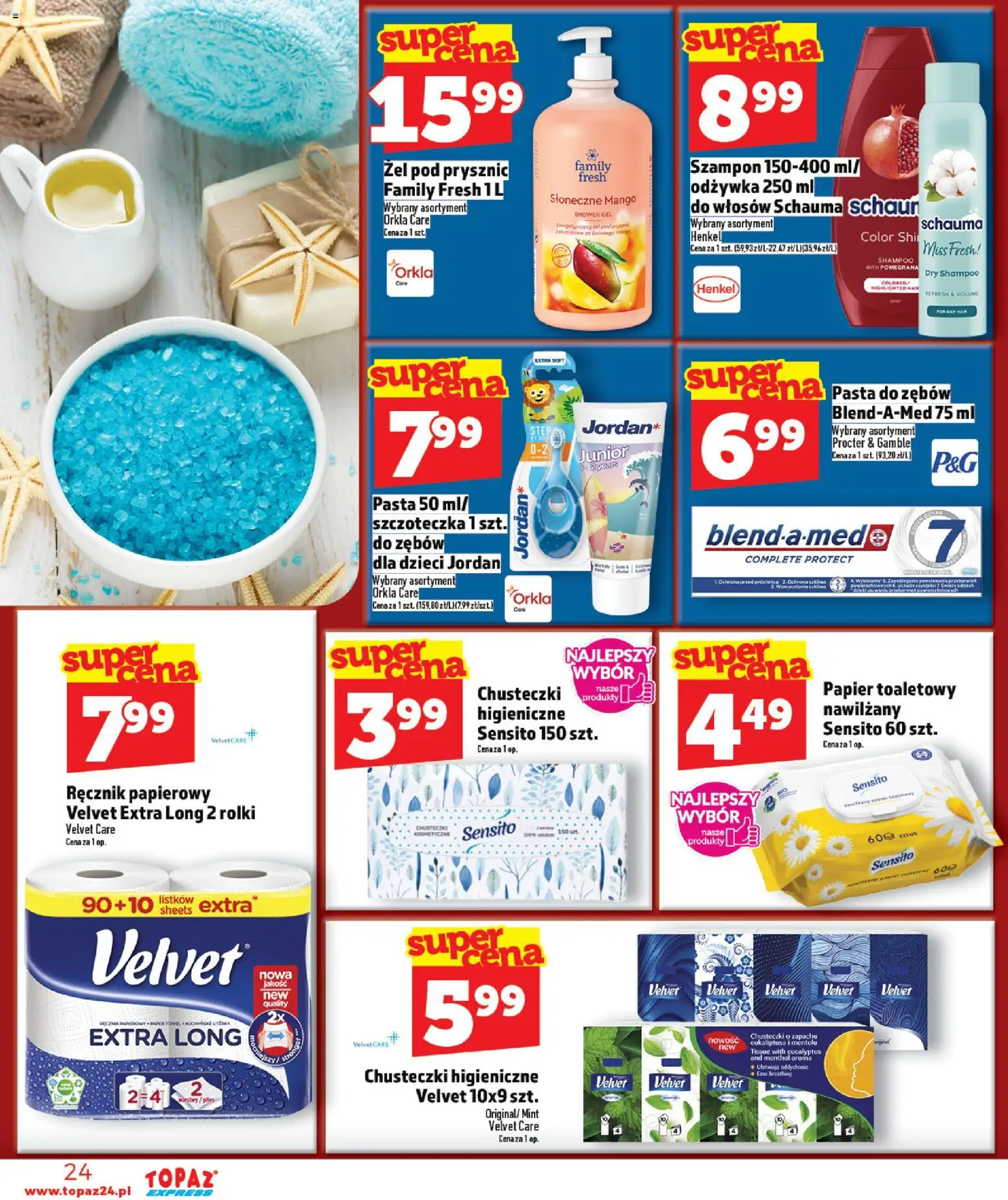 Topaz Gazetka - Express od 22.01.2026 | Strona: 24 | Produkty: Rolki, Odżywka, Pasta do zębów, Ręcznik papierowy
