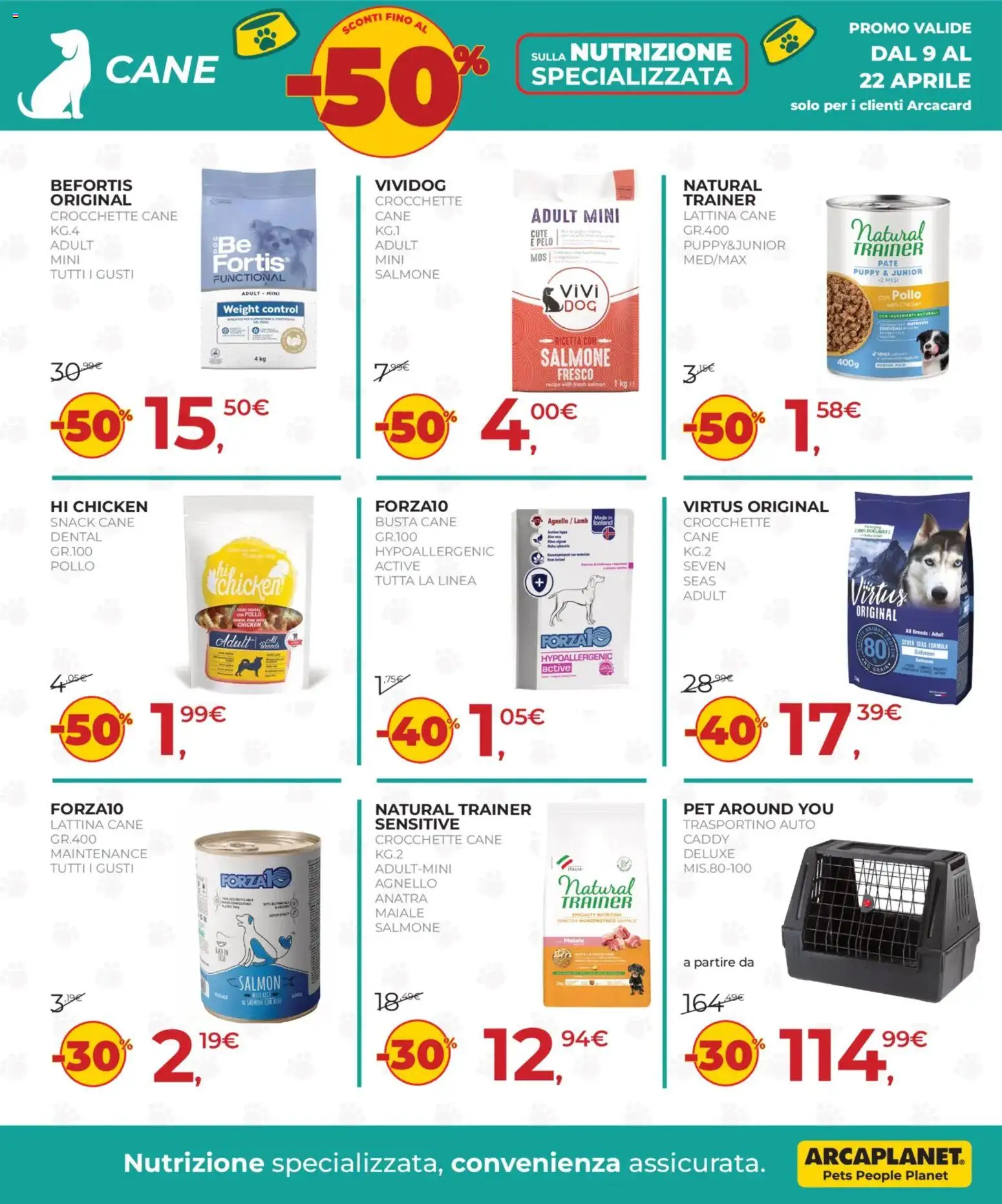 Volantino Arcaplanet del 09.04.2026 | Pagina: 2 | Prodotti: Paté, Maiale, Crocchette, Agnello