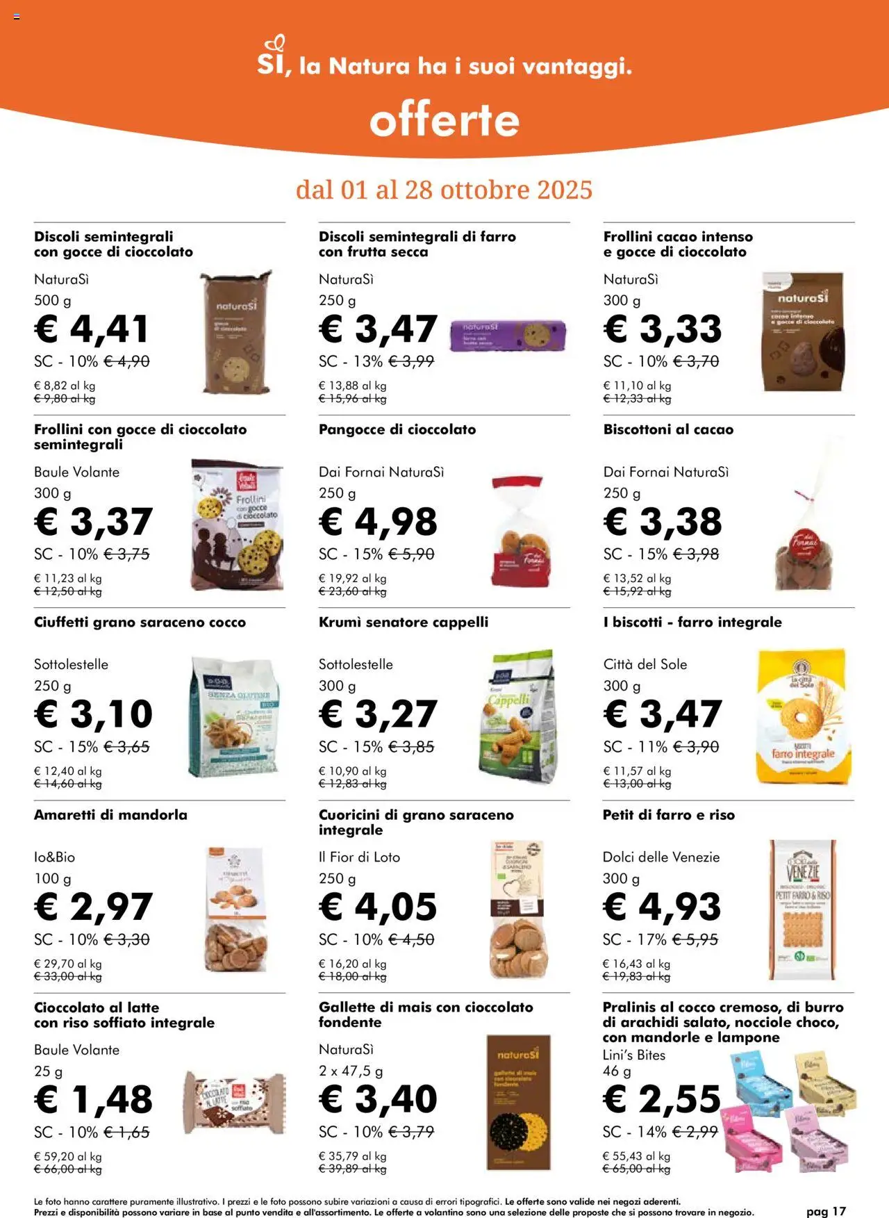 Volantino Natura Sì del 01.10.2025 | Pagina: 17 | Prodotti: Cioccolato, Mais, Baule, Farro