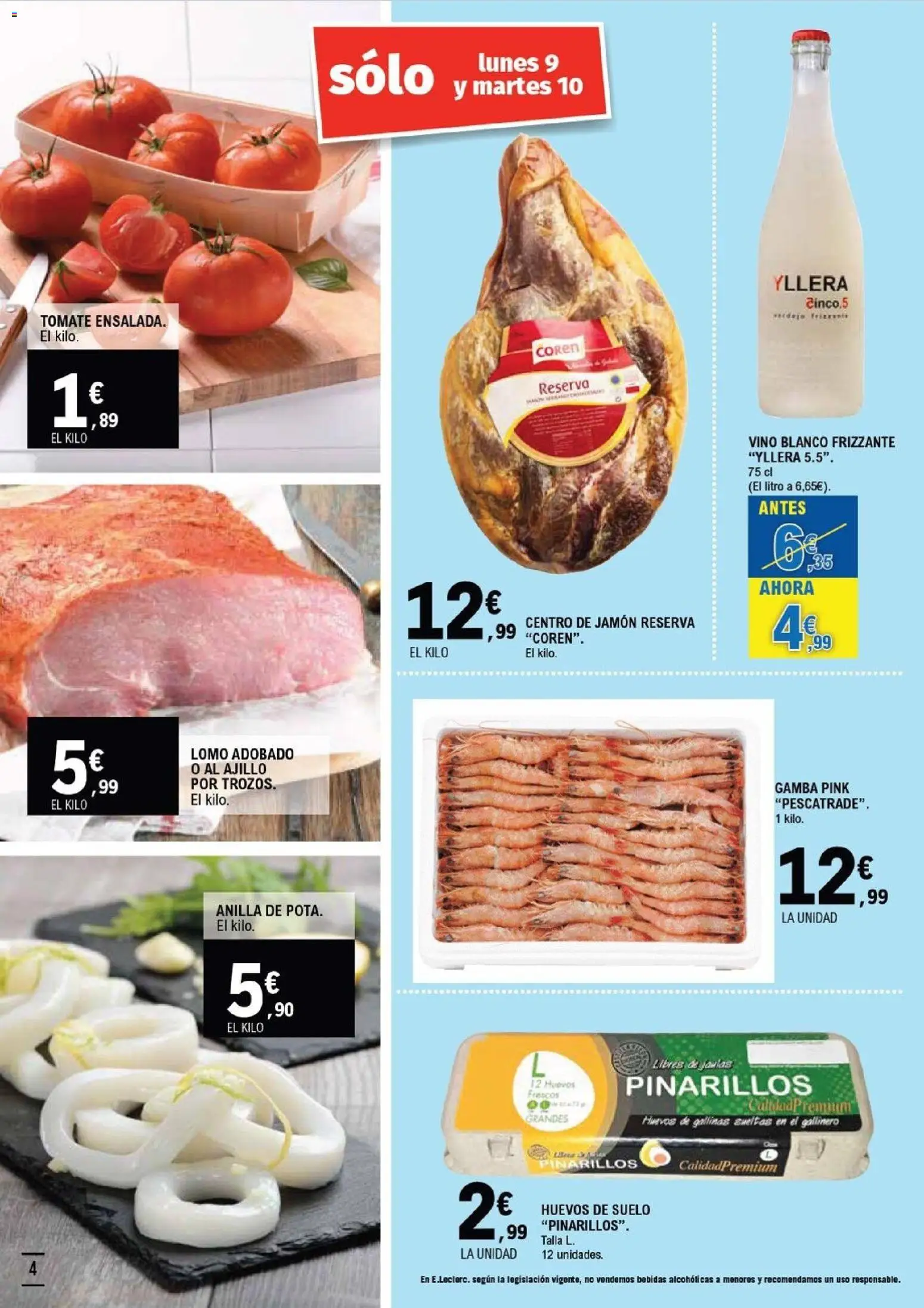 E.Leclerc folleto Salamanca │ válido desde el 04.03.2026 | Página: 4 | Productos: Huevos, Jamón, Vino, Gamba