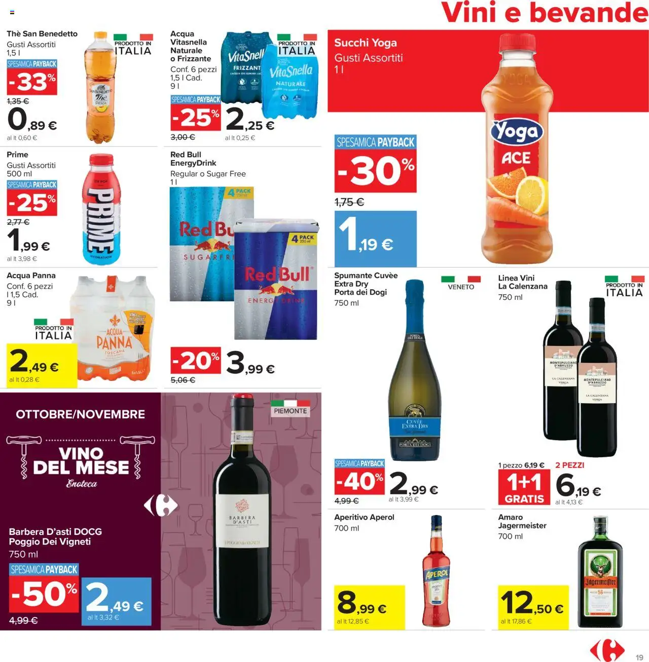 Volantino Carrefour del 20.10.2025 | Pagina: 19 | Prodotti: Acqua, The, Enoteca, Red Bull