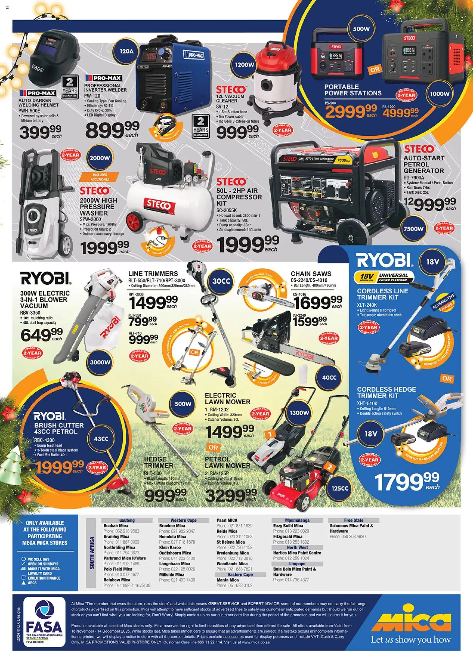 New MICA catalogue – valid from 16.11.2025 | Page: 2 | Products: Cable, Mower, Compressor, Brush