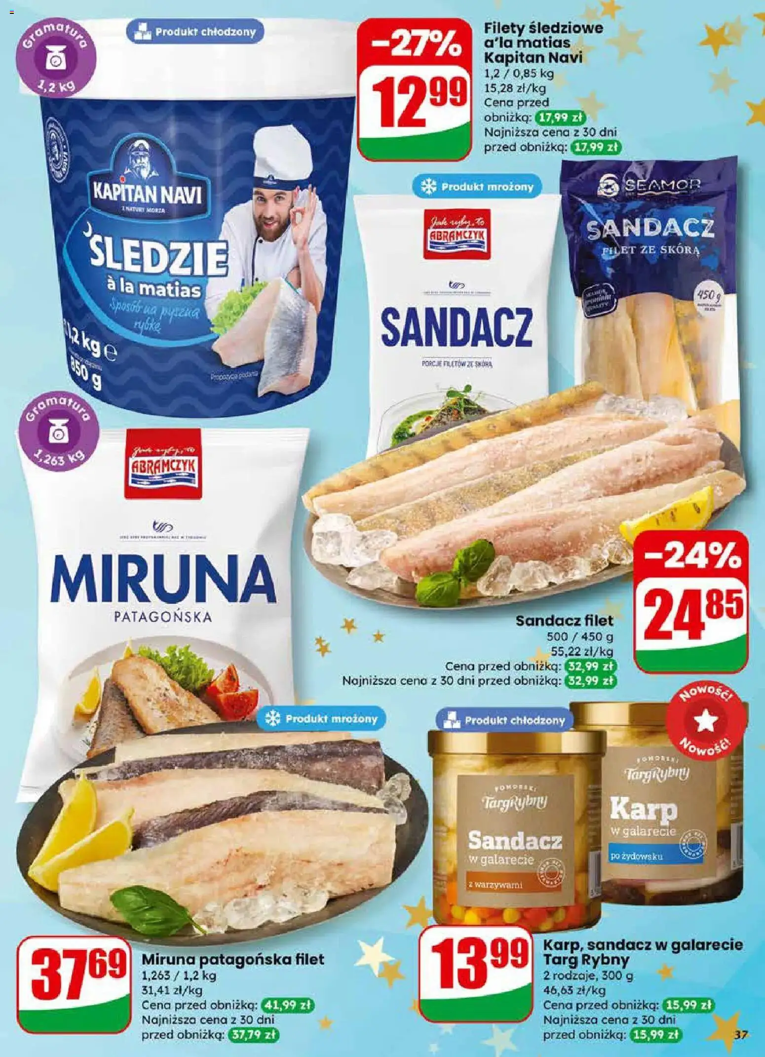 Dino Gazetka od 10.12.2025 | Strona: 37 | Produkty: Miruna, Sandacz, Karp
