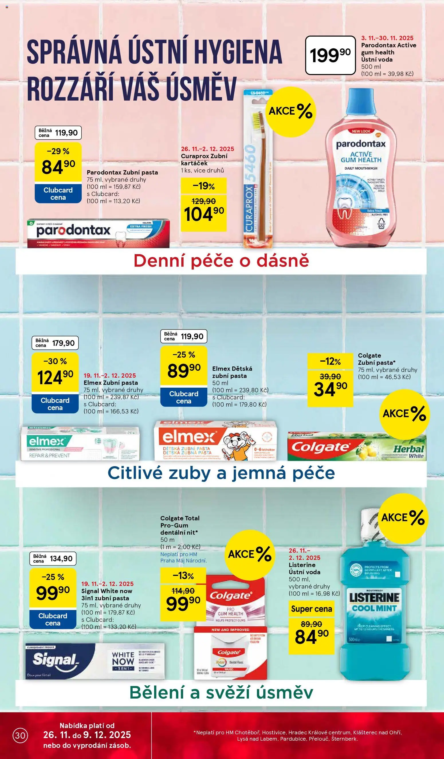 Tesco Black Friday od 26.11.2025 | Strana: 30 | Produkty: Ústní voda, Curaprox zubní kartáček, Curaprox 5460, Listerine