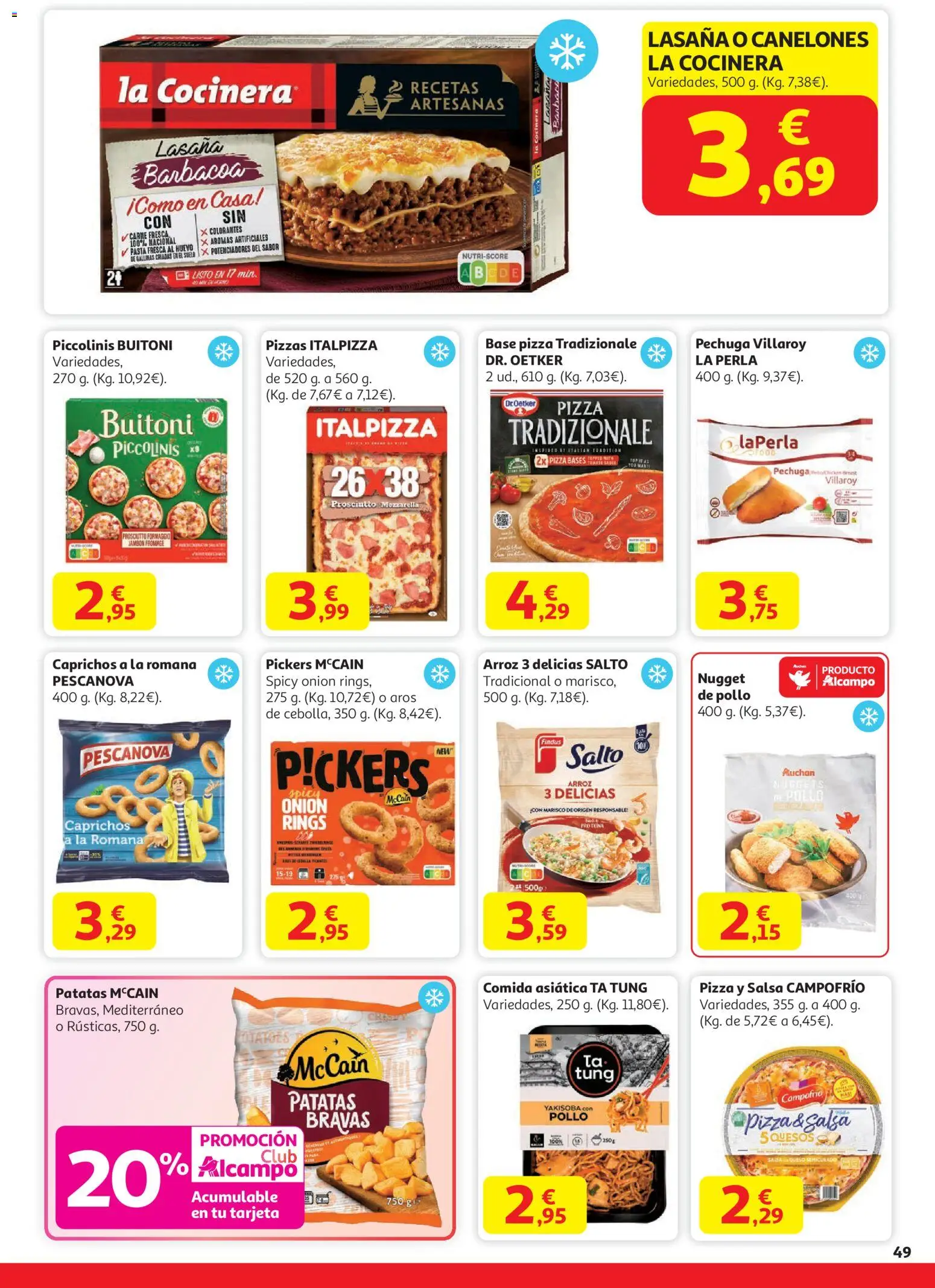Alcampo - HG Nacional  │ válido desde el 11.12.2025 | Página: 49 | Productos: Pizza, Arroz, Pasta, Lasaña