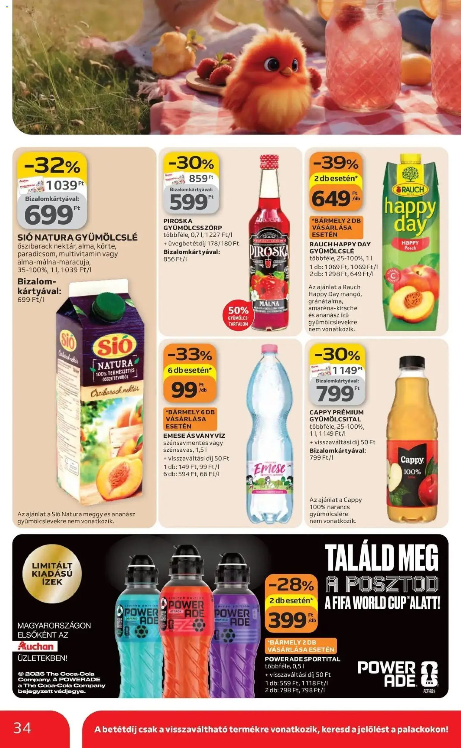 Auchan akciós ujság - amely érvényes a következő dátumtól: 19.03.2026 | Oldal: 34 | Termékek: Gyümölcs, Ásványvíz, Narancs, Ananász