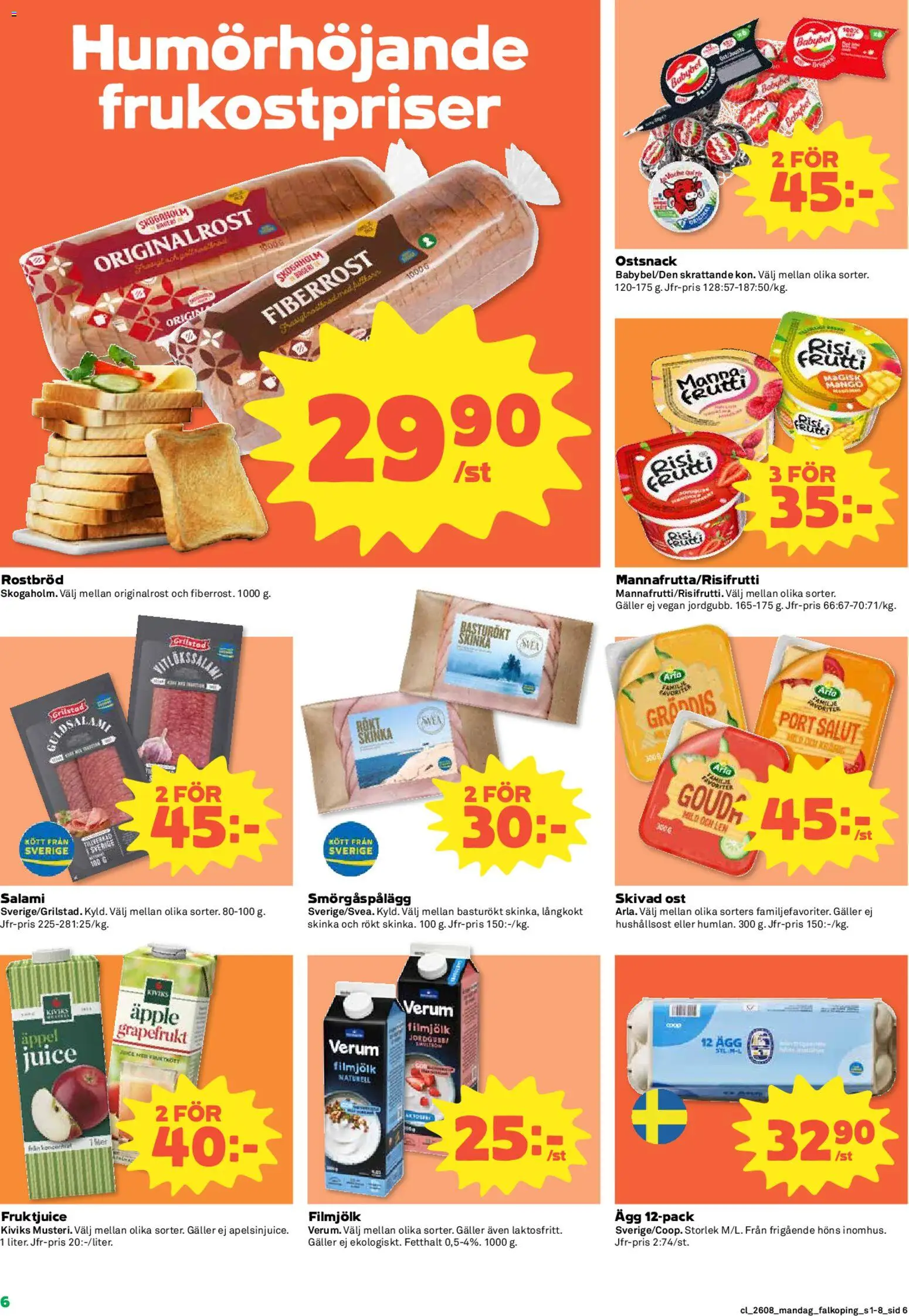 Coop reklamblad aktuell från 16.02.2026 | Sida: 6 | Produkter: Galler, Hushållsost, Salami, Skinka