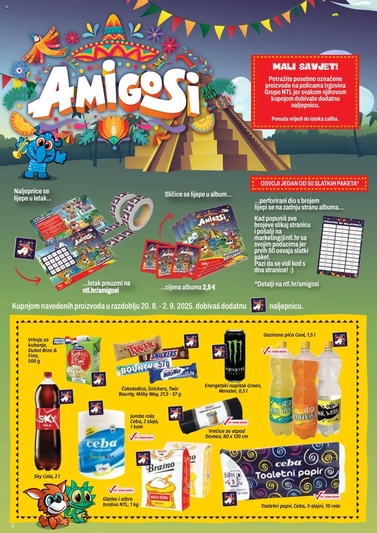 NTL katalog | vrijedi od 20.08.2025 | Stranica: 2 | Proizvodi: Snickers, Pica, Brašno, Toaletni papir