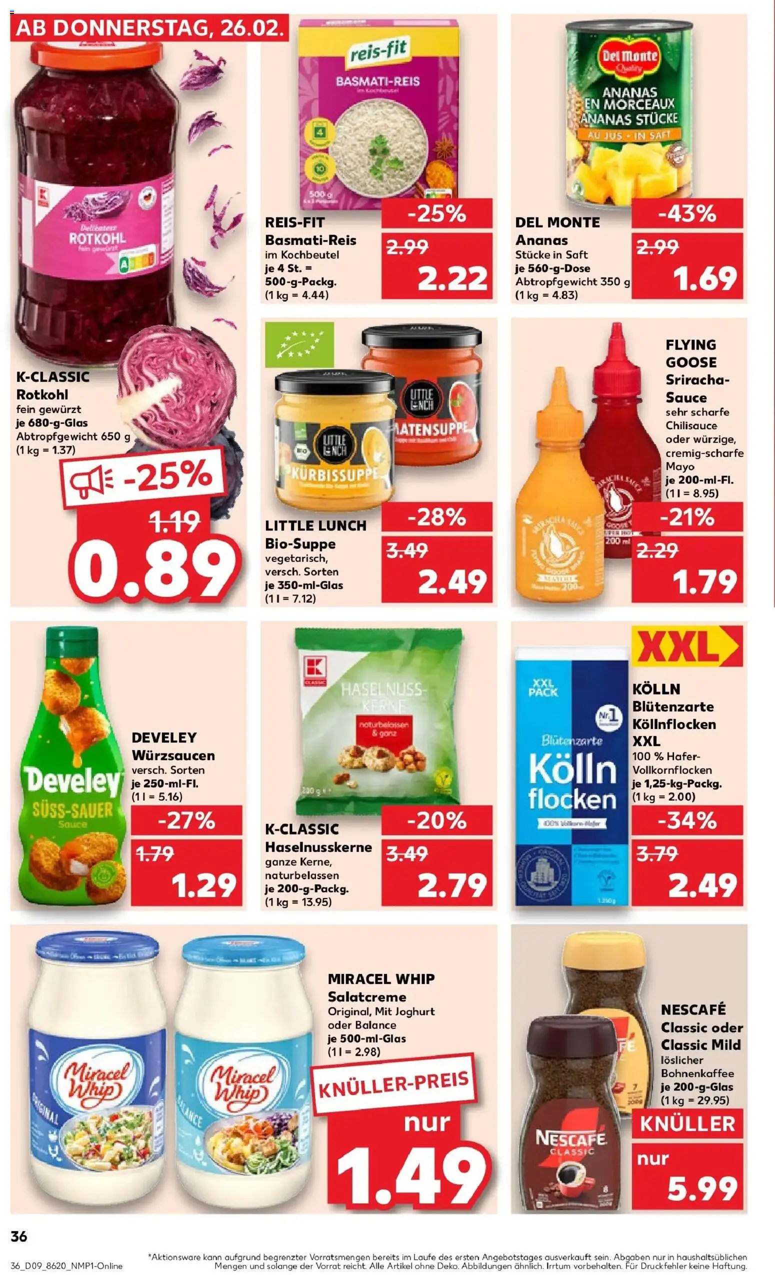 Kaufland prospekt Grevenbroich	 – gültig ab 26.02.2026 | Seite: 36 | Produkte: Nescafe, Rotkohl, Miracel whip, Nescafe classic