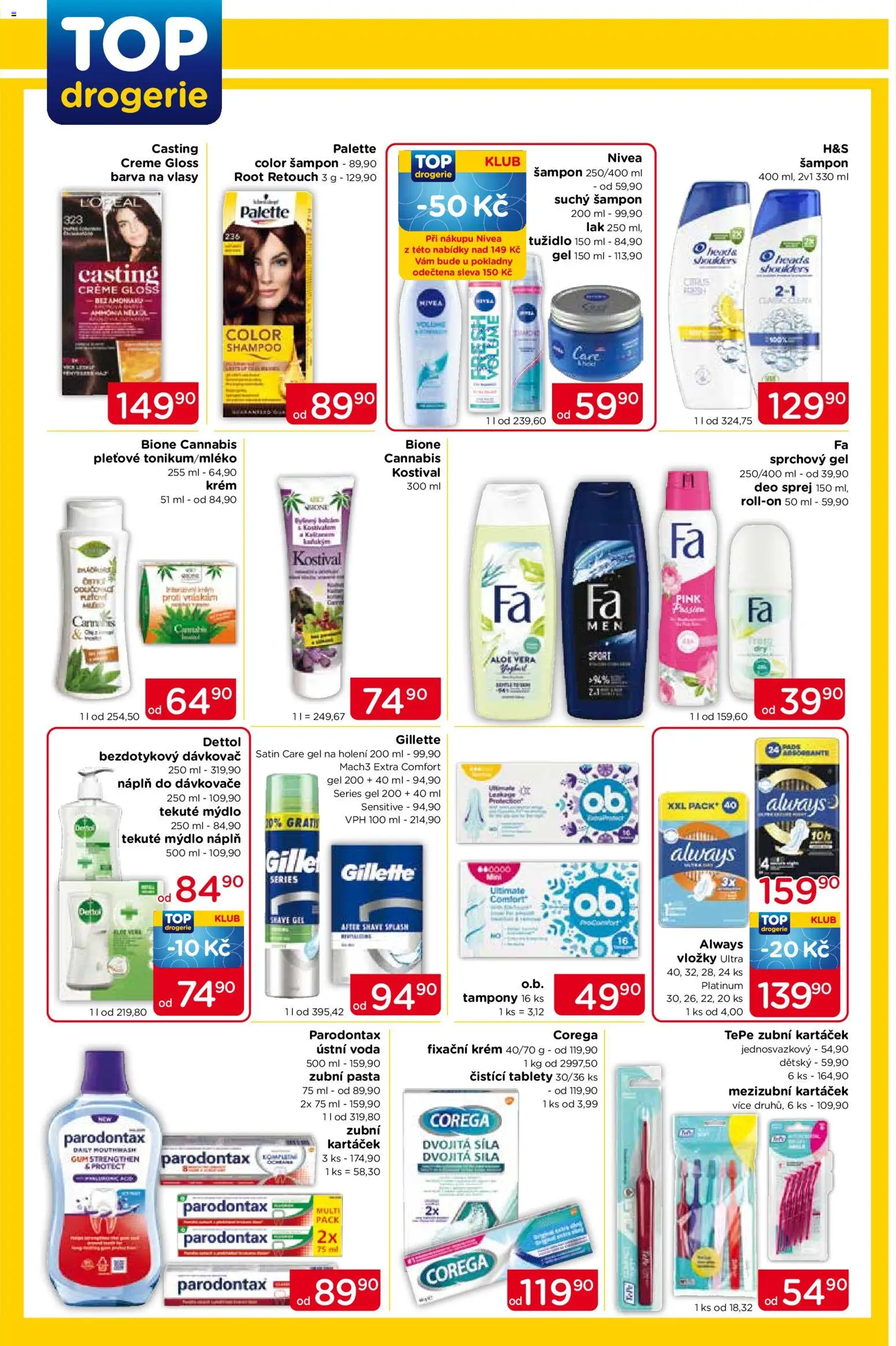 Top drogerie leták od 22.01.2026 | Strana: 2 | Produkty: Zubní pasta, Gel na holení, Tampony, Tužidlo