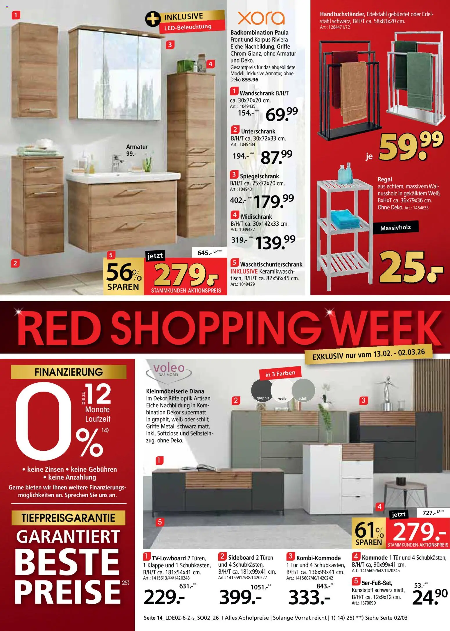 Zurbrüggen Red Shopping Week – gültig ab 13.02.2026 | Seite: 14 | Produkte: Sideboard, Kommode, Spiegelschrank, Unterschrank