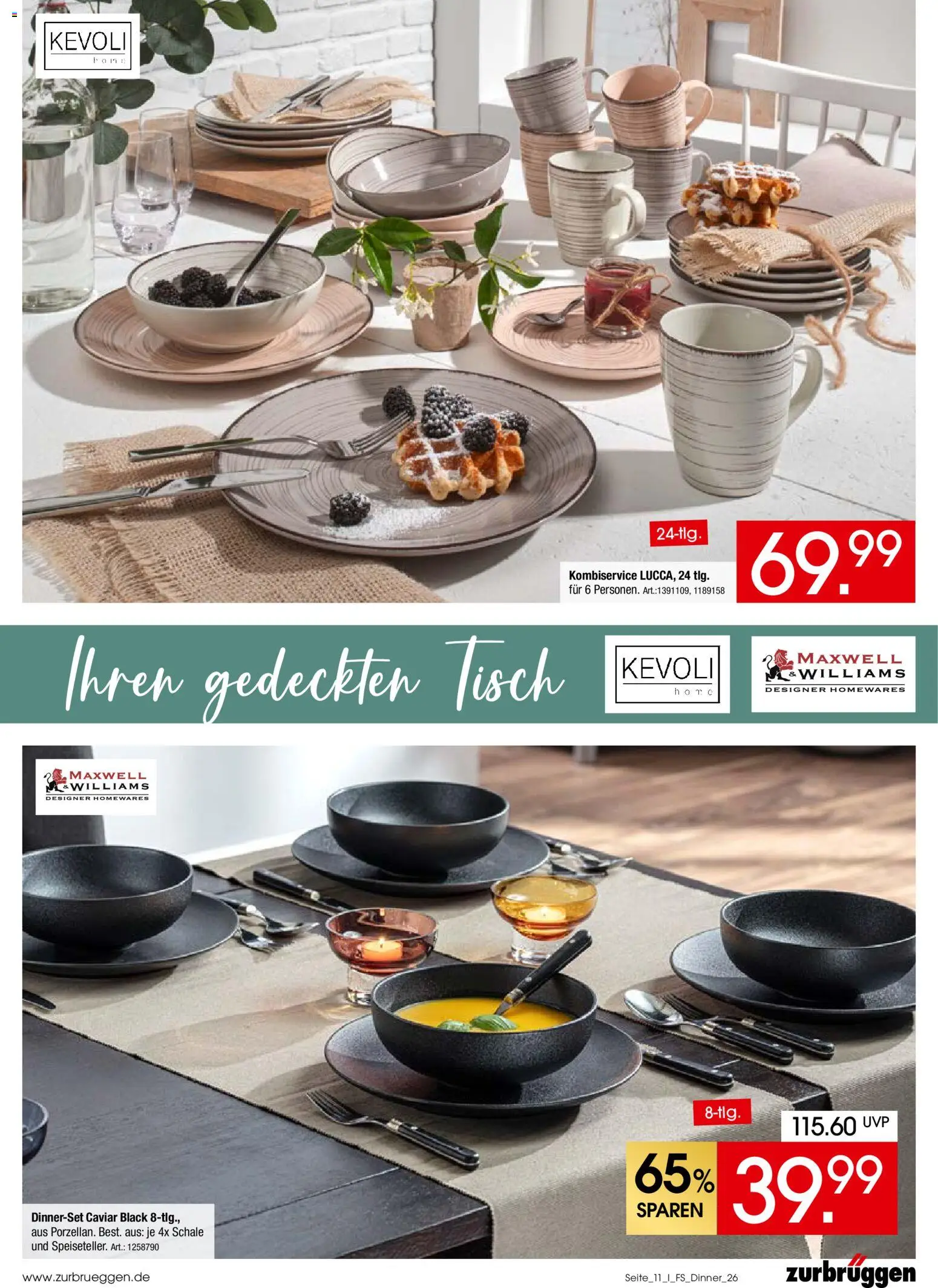 Zurbrüggen Tischgeschirr Spezial – gültig ab 10.03.2026 | Seite: 11 | Produkte: Tisch