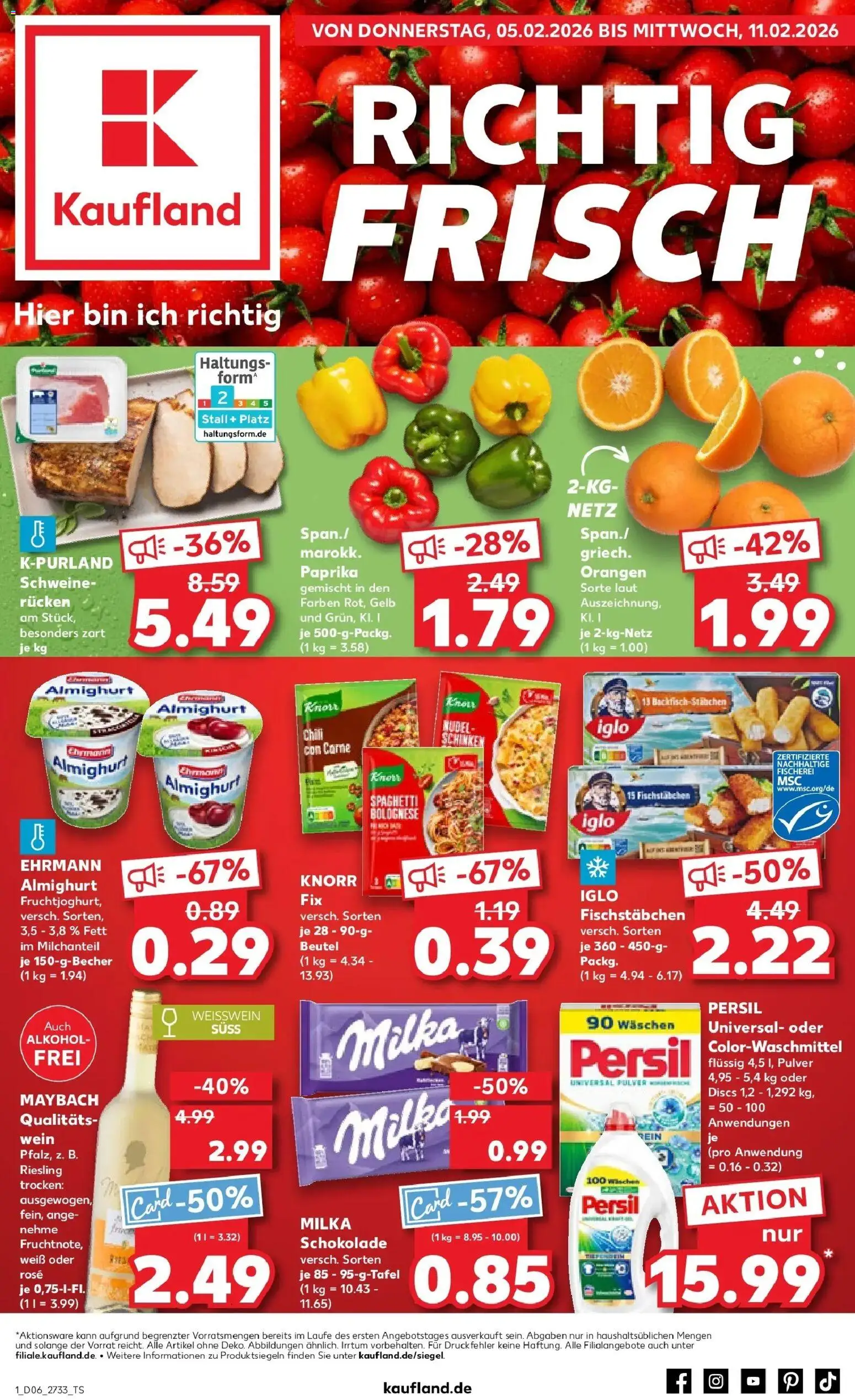 Kaufland prospekt Ilmenau	 – gültig ab 05.02.2026 | Seite: 1 | Produkte: Knorr fix, Ehrmann almighurt, Wein, Persil