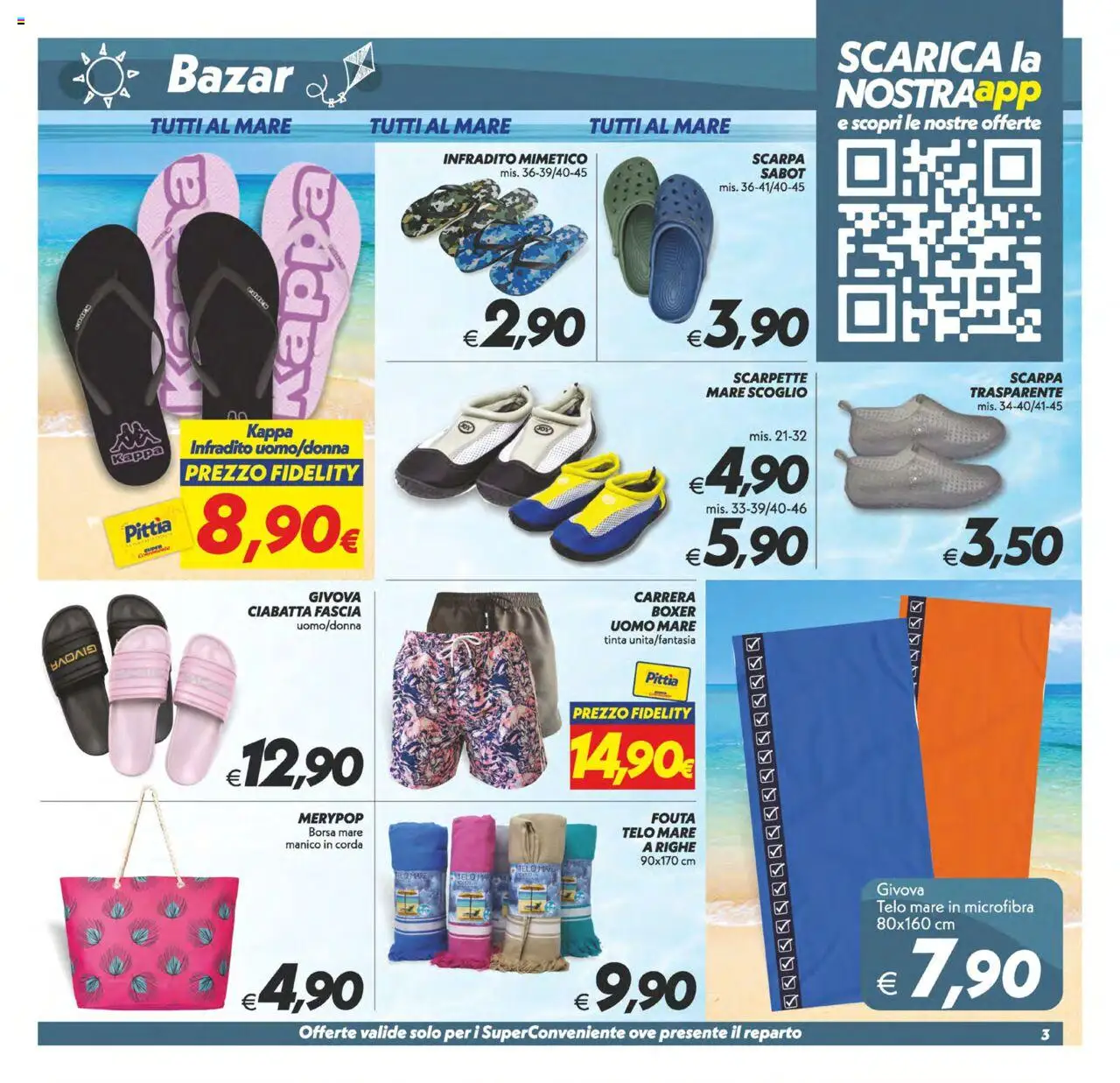 Volantino SuperConveniente del 24.07.2025 | Pagina: 28 | Prodotti: Boxer, Sabot, Infradito, Borsa