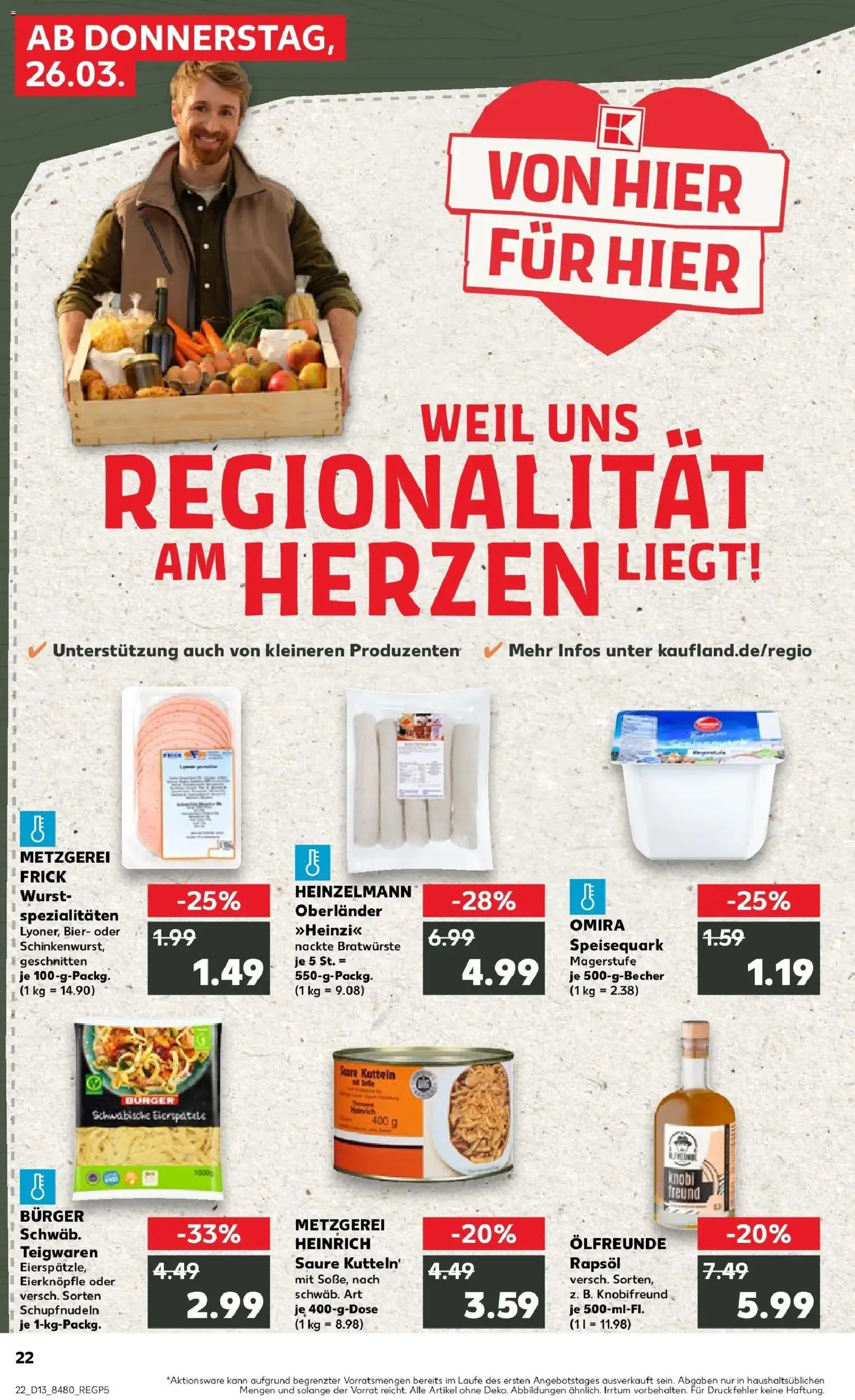 Kaufland Prospekt Albstadt	 – gültig ab 26.03.2026 | Seite: 22 | Produkte: Quark, Burger, Wurst, Speisequark