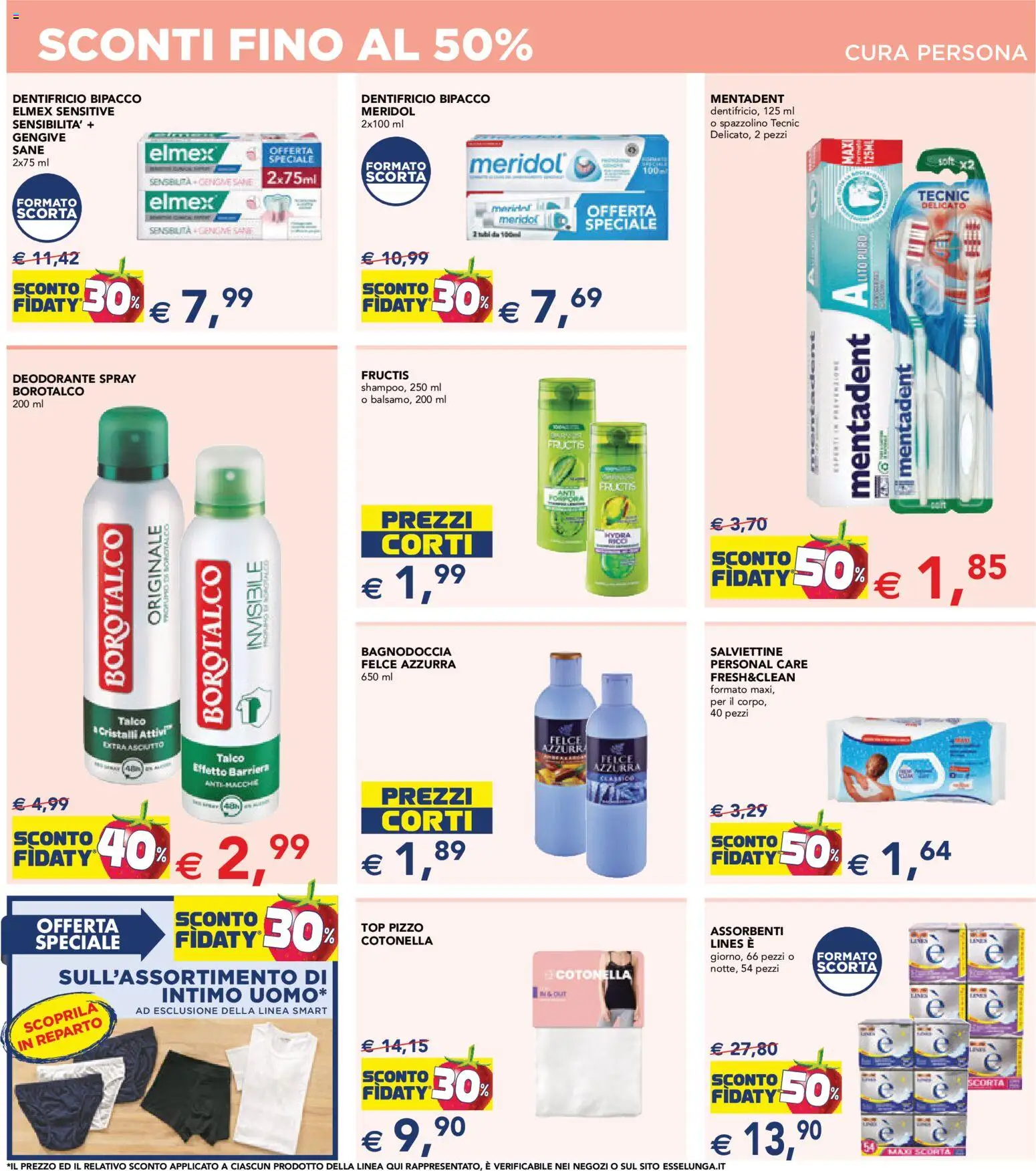 Volantino Esselunga S del 26.02.2026 | Pagina: 11 | Prodotti: Deodorante, Dentifricio, Spazzolino, Talco