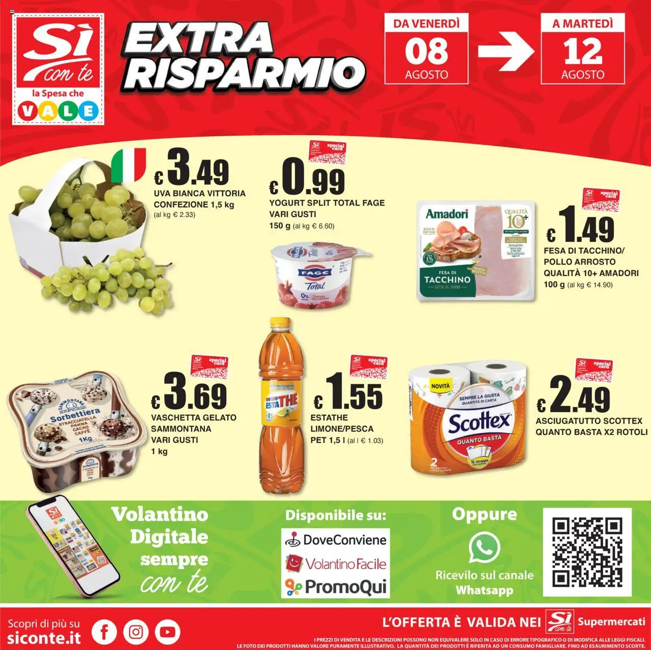 Volantino Sì con Te del 31.07.2025 | Pagina: 20 | Prodotti: Yogurt, Caffè, Panna, Uva
