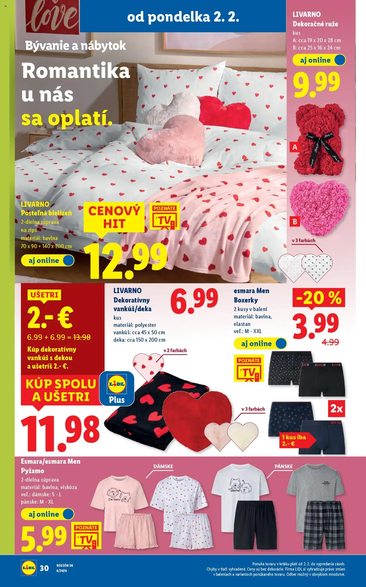 Nové Lidl akcie – leták je platný od 05.02.2026 | Strana: 80 | Produkty: Nábytok, Vankúš, Boxerky, Ruže