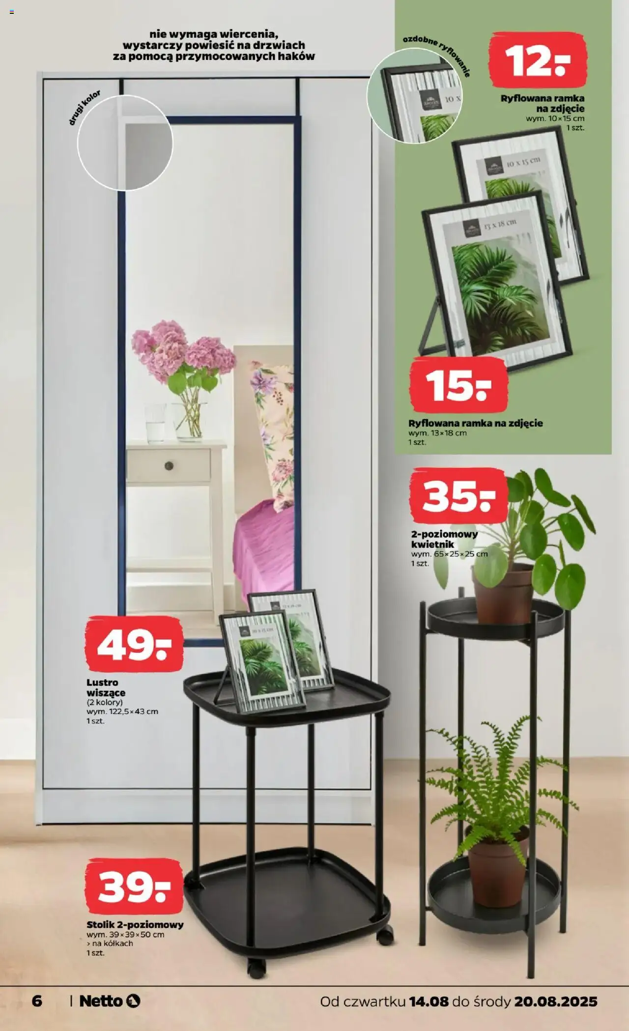 Netto gazetka - Non Food od 14.08.2025 | Strona: 6 | Produkty: Lustro, Ramka