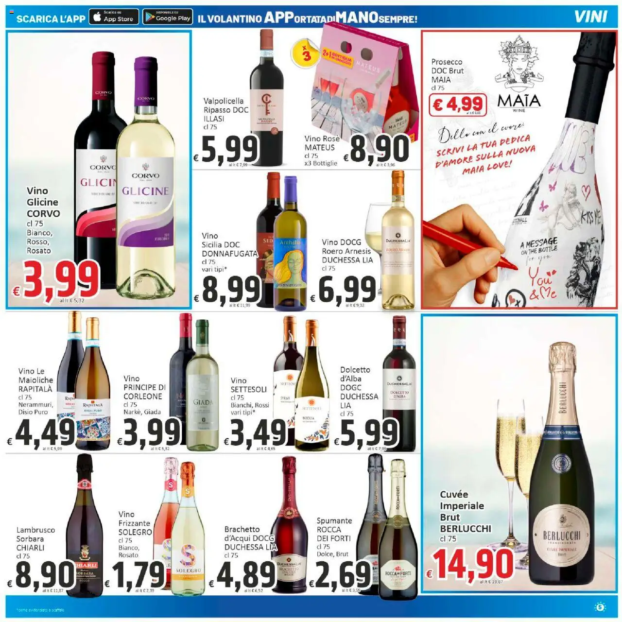 Volantino Paghi Poco del 06.08.2025 | Pagina: 5 | Prodotti: Prosecco, Vino, The, Spumante